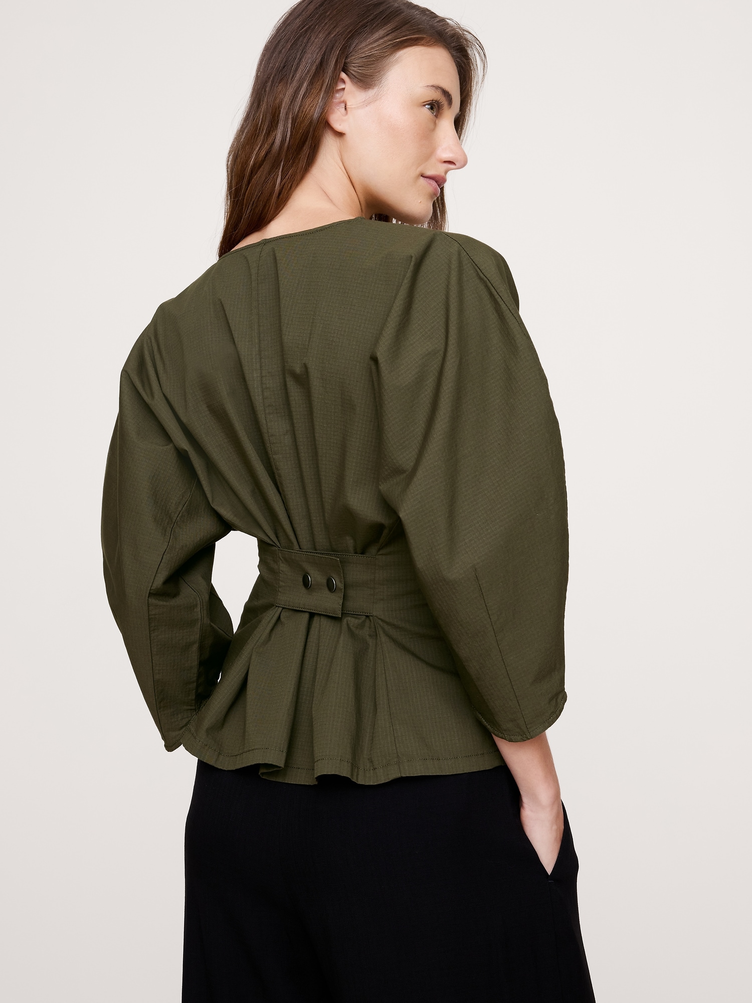 Image number 3 showing, Stretch-Cotton Utility Peplum Top
