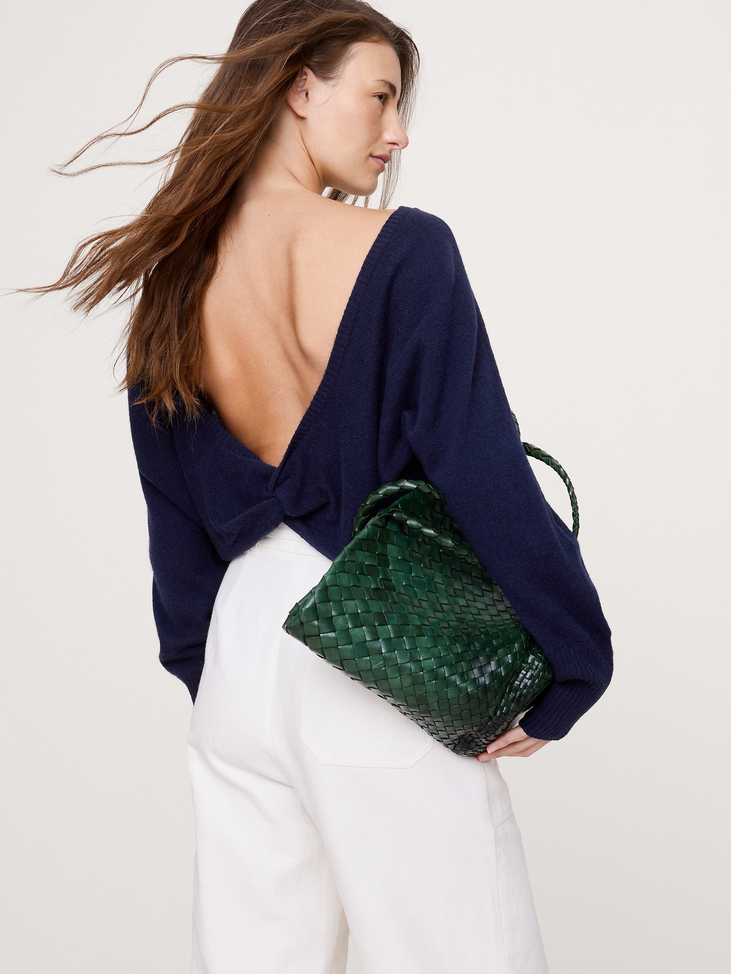 Image number 1 showing, LIGHTWEIGHT CASHMERE TWIST-BACK SWEATER