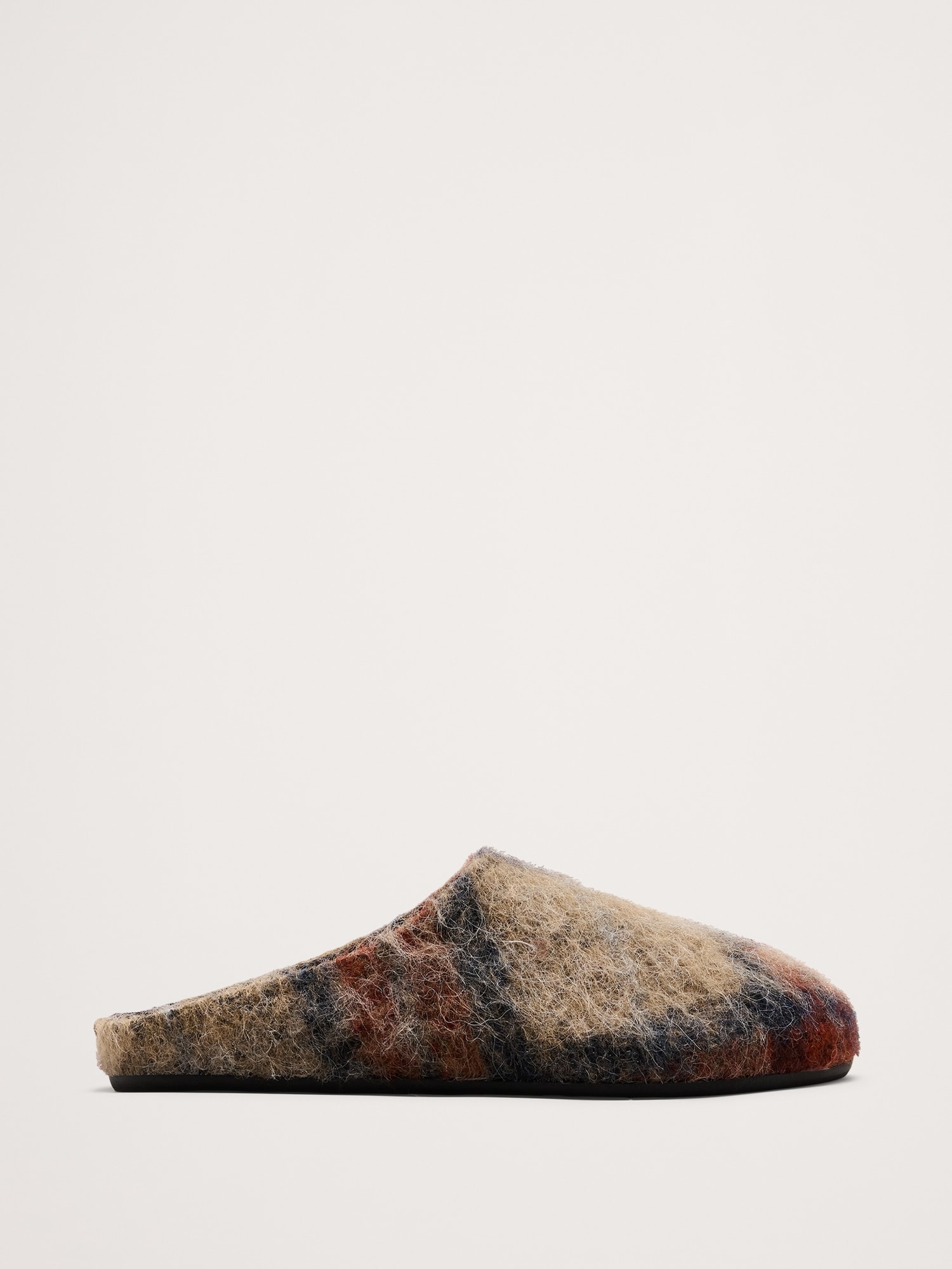 Plaid Italian Wool Clog - Brown Plaid