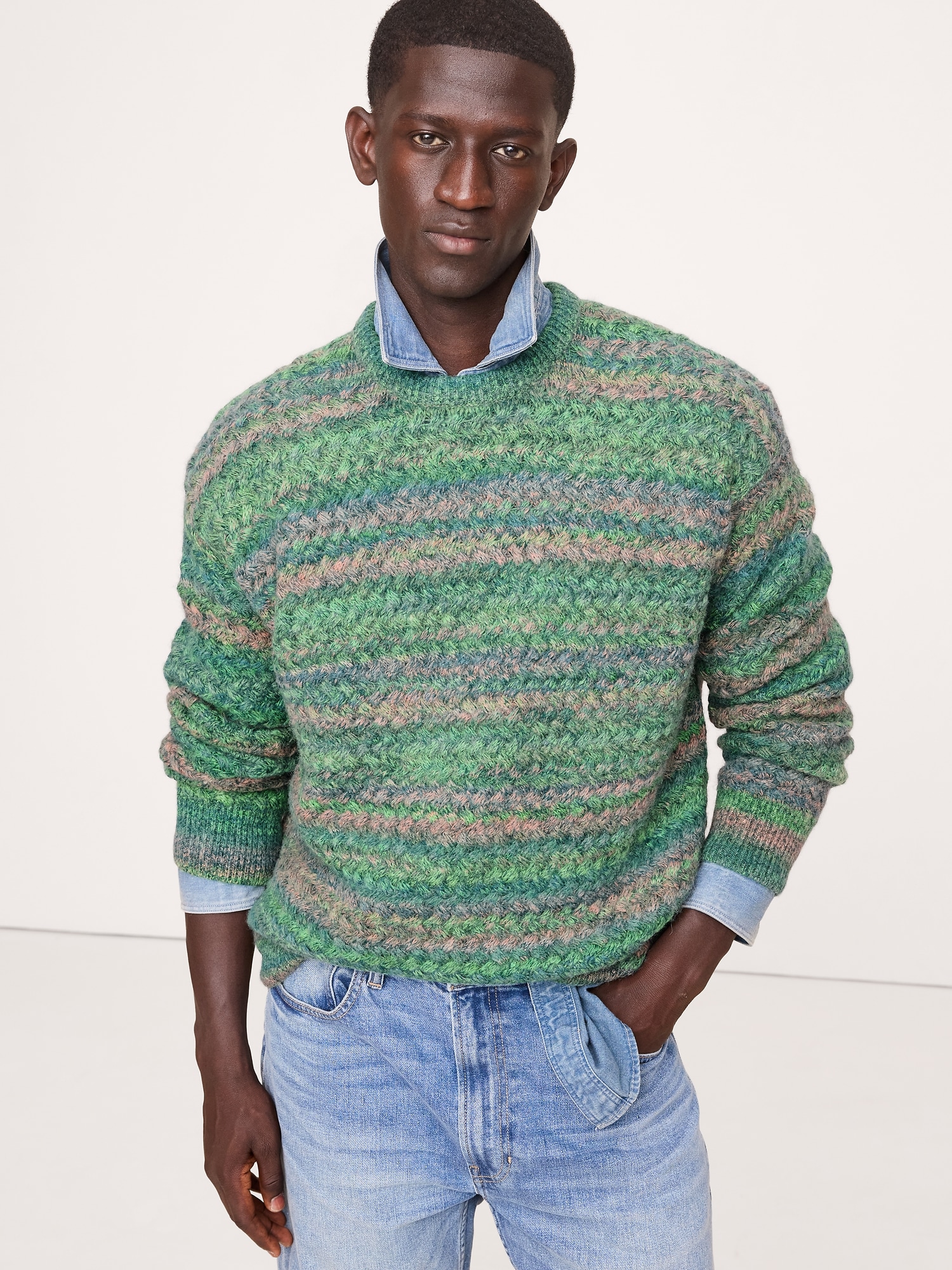 Space-Dye Crew-Neck Sweater - Emerald Green