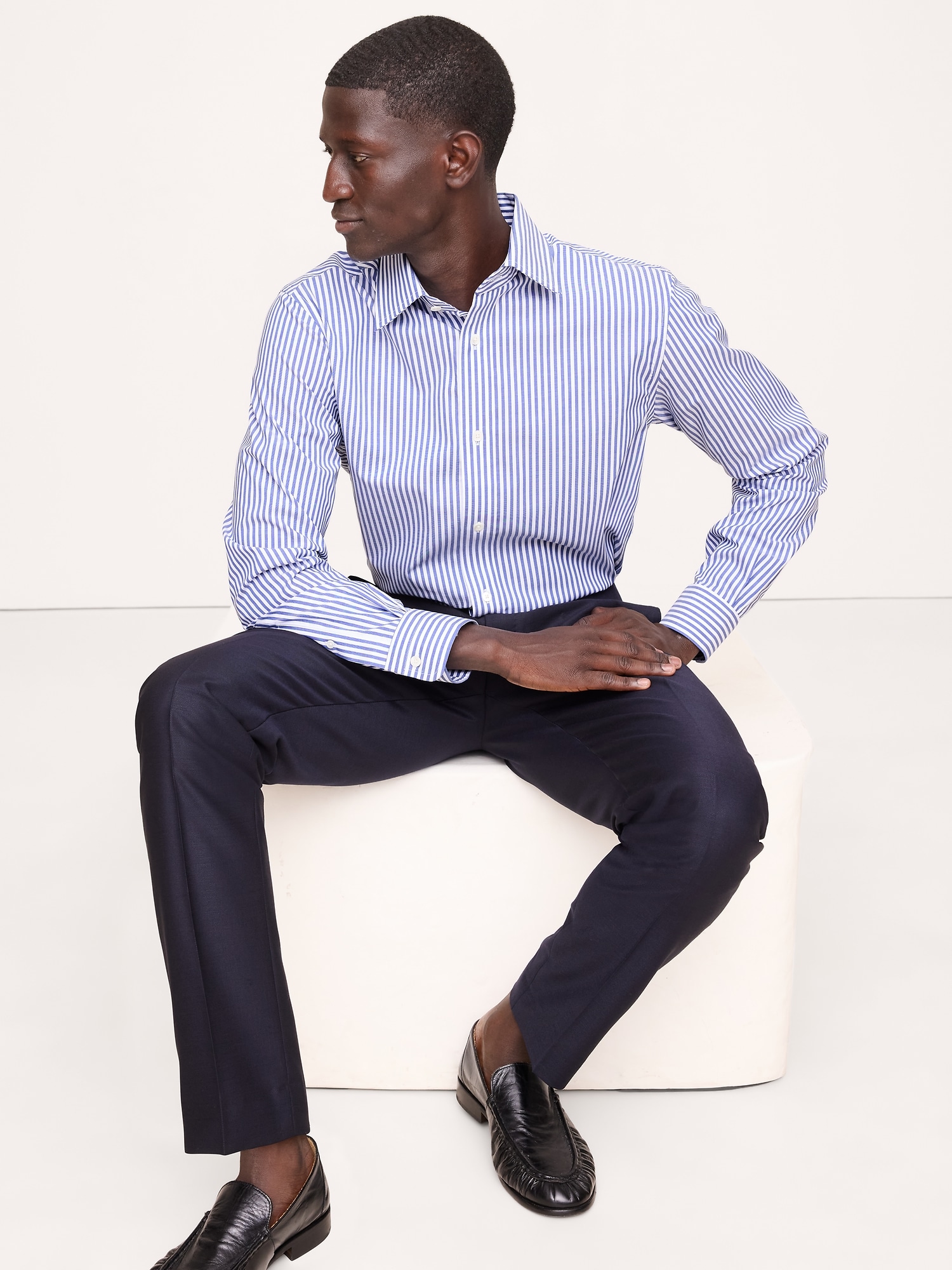 Standard-Fit Wrinkle-Resistant Dress Shirt - Blue Stripe