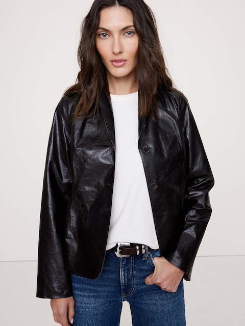 BLAZER EN CUIR ANNÉES 1990