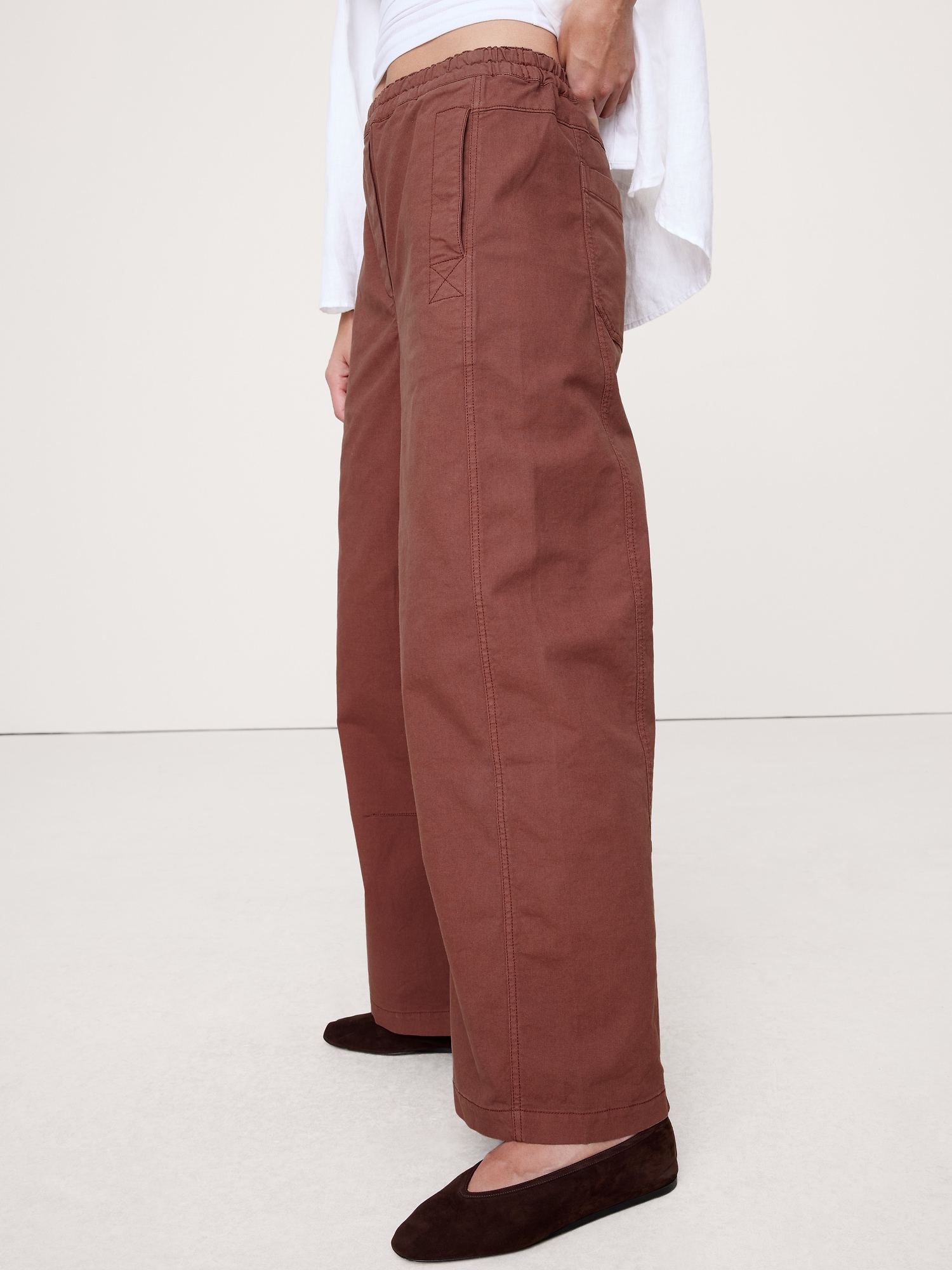 Image number 7 showing, Mid-Rise Relaxed Painter Pull-On Pant