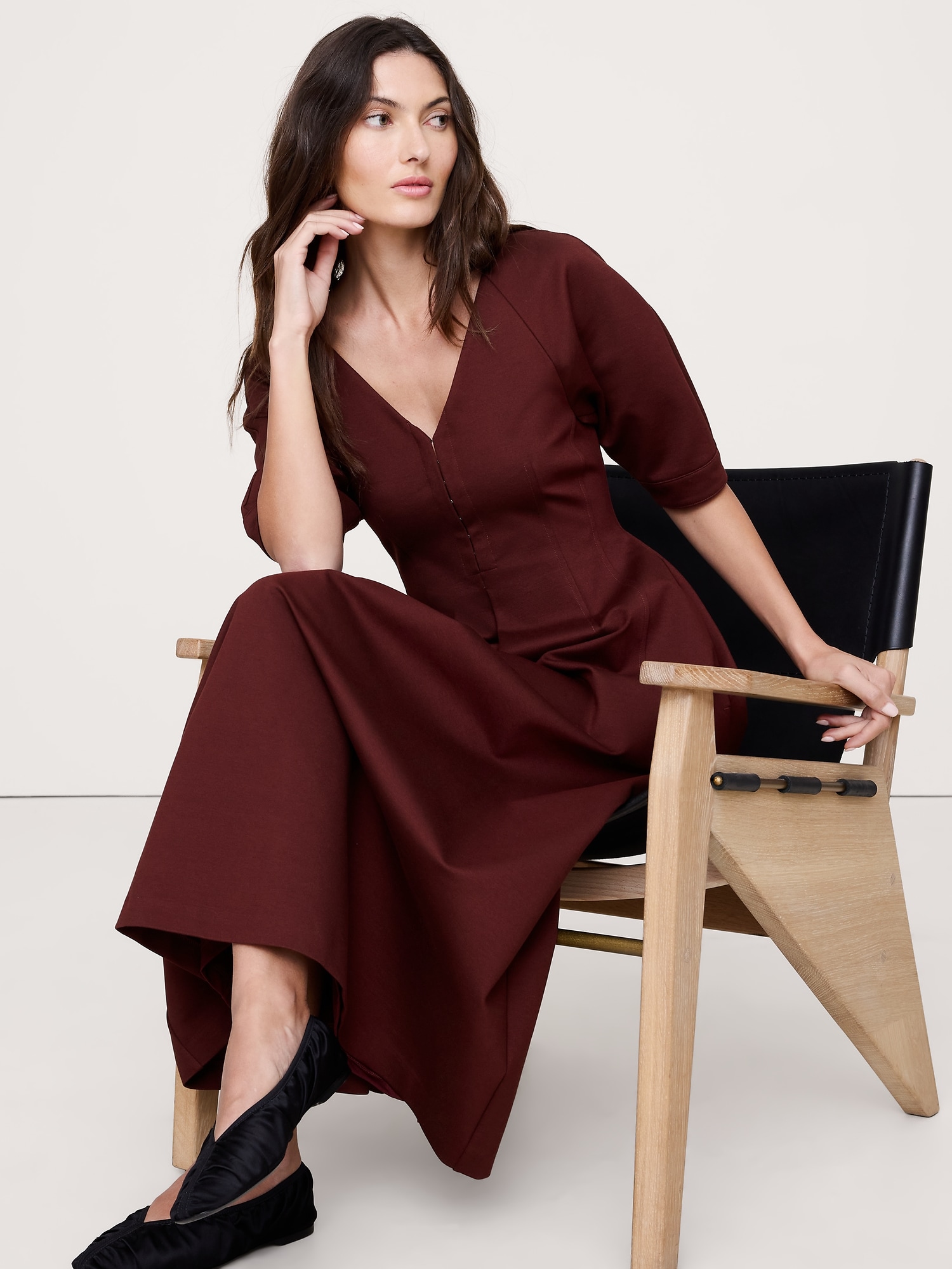 Image number 8 showing, Ponte Puff-Sleeve Maxi Dress