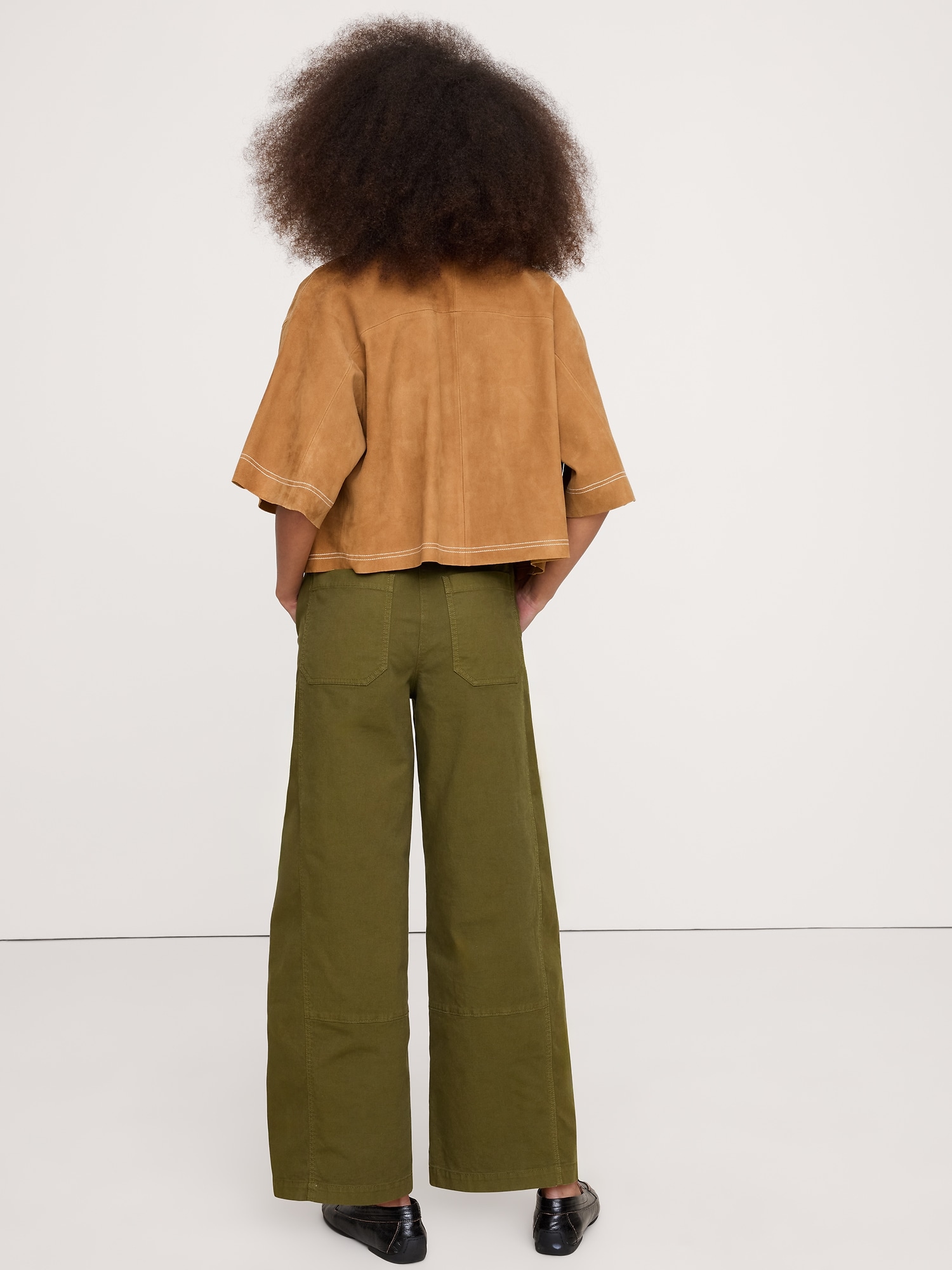 L'image numéro 5 présente Pantalon de peintre décontracté à taille mi-basse élastique