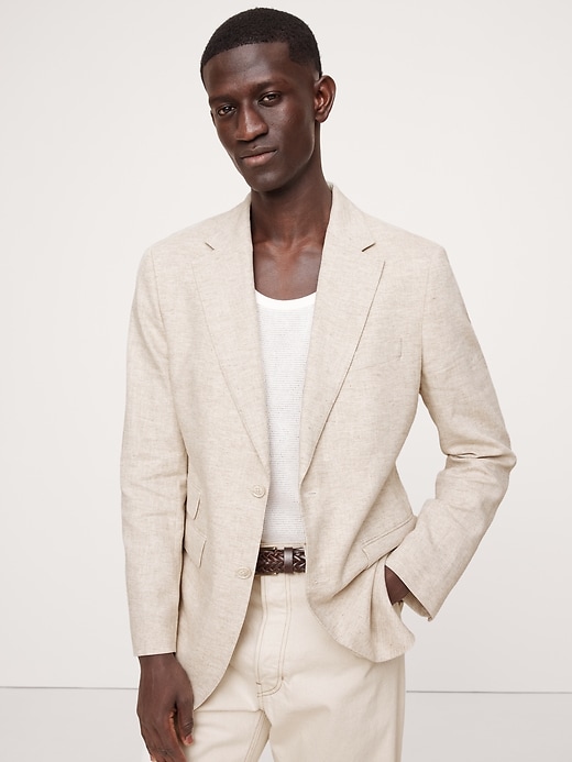 Herringbone Cotton-Linen Suit Jacket