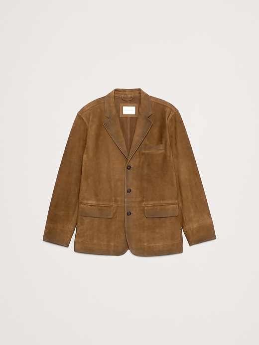 Relaxed Nubuck Leather Blazer | Banana Republic