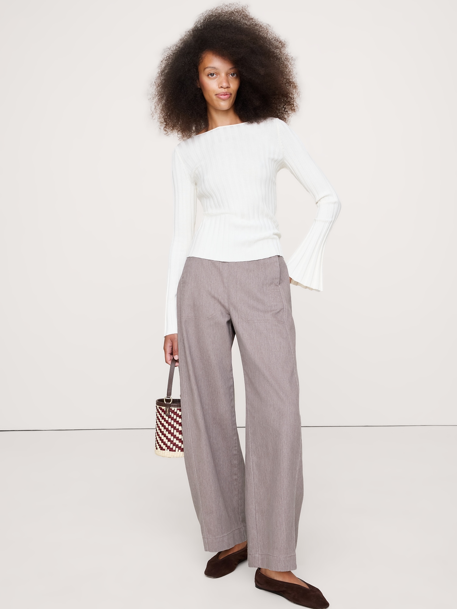 PANTALON UTILITAIRE À TAILLE HAUTE ET JAMBE BARIL