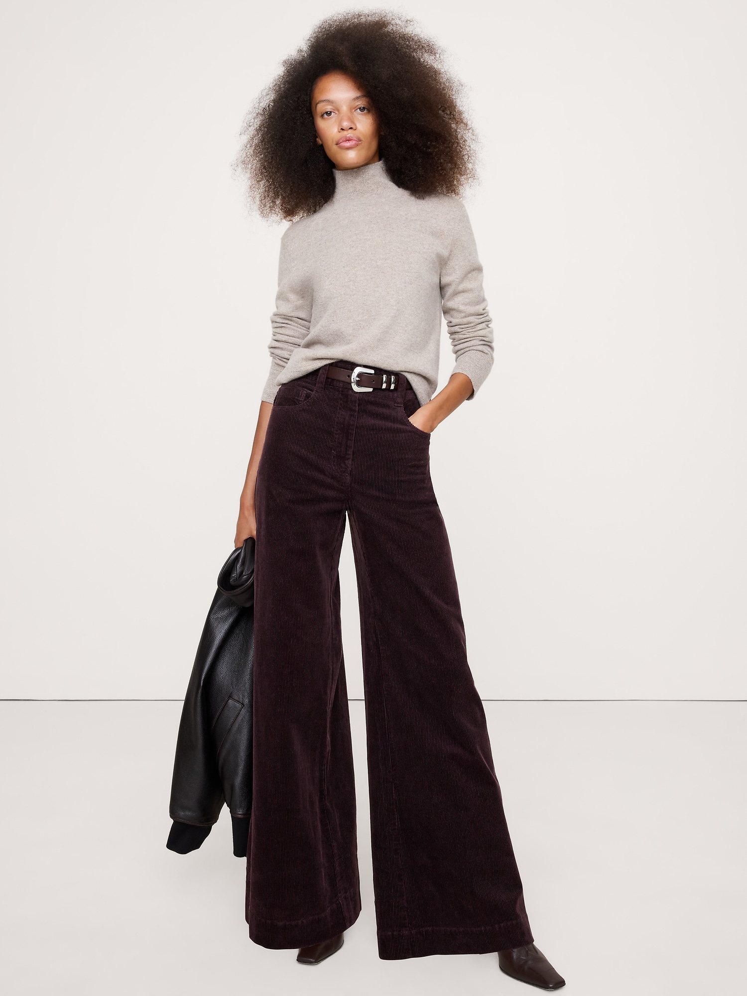 Image number 1 showing, High-Rise Wide-Leg Corduroy Pull-On Pant