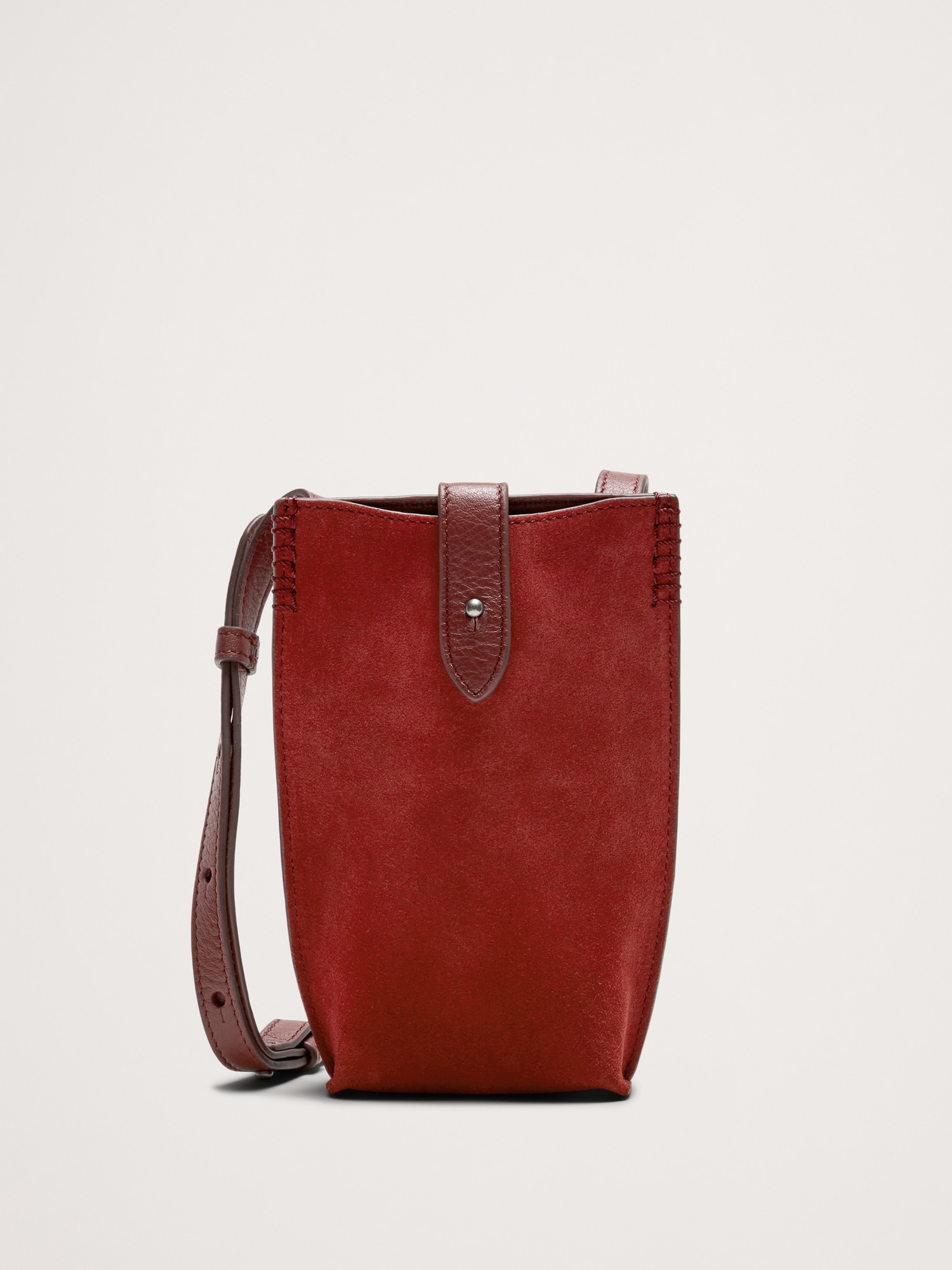 Italian Leather Crossbody Pouch - Deep Red