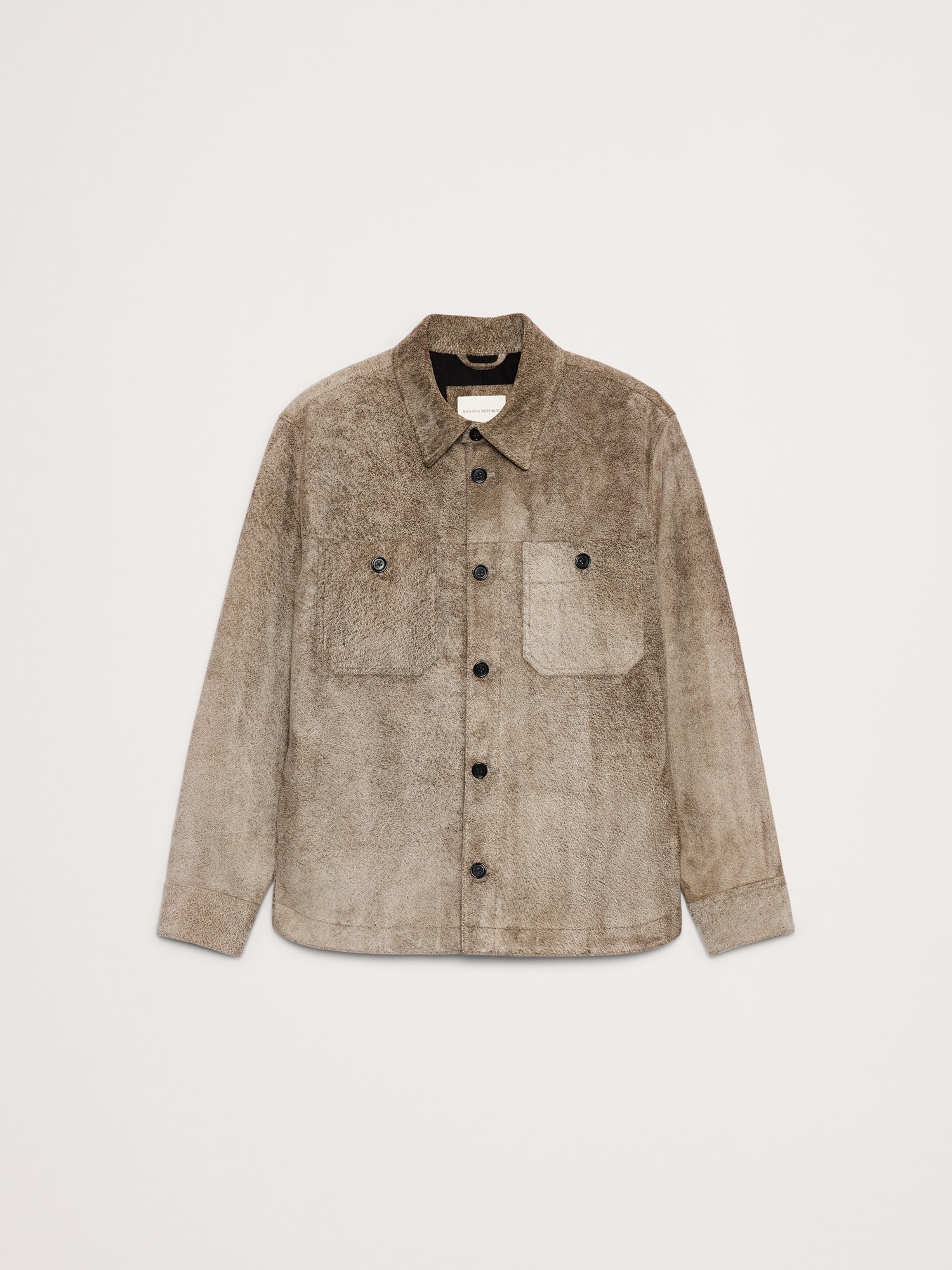 Relaxed Textured Suede Shirt Jacket