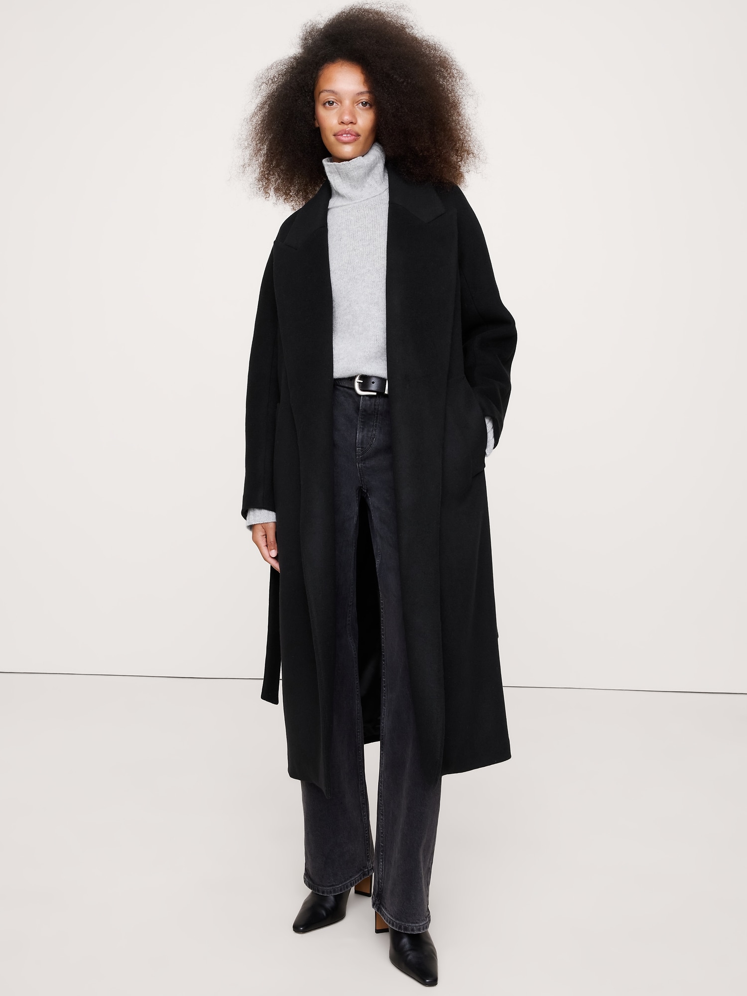 Image number 1 showing, Italian Wool-Cashmere Wrap Coat