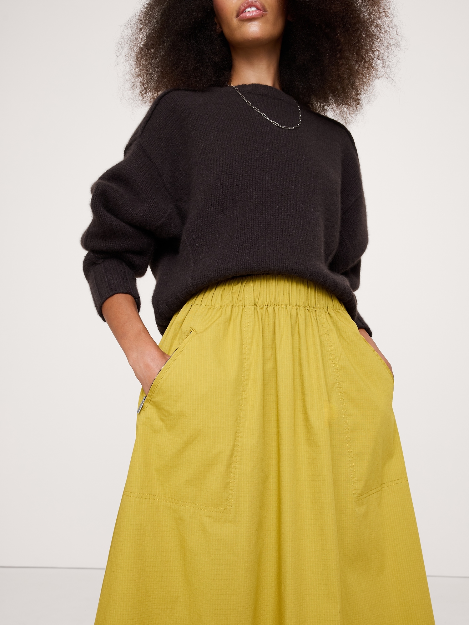 Image number 3 showing, Stretch-Cotton Utility Midi Skirt