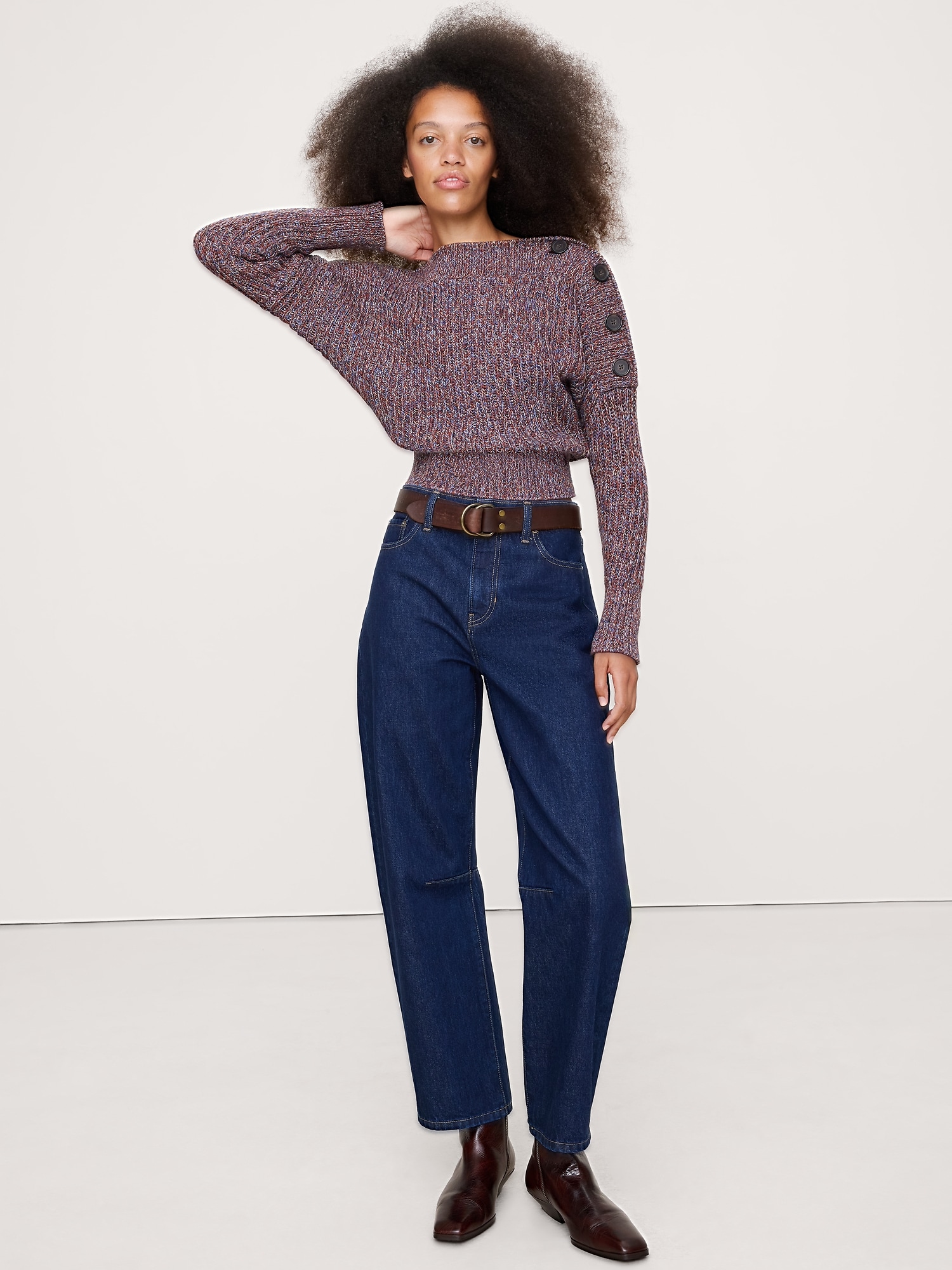 Image number 8 showing, Cotton Button-Shoulder Sweater