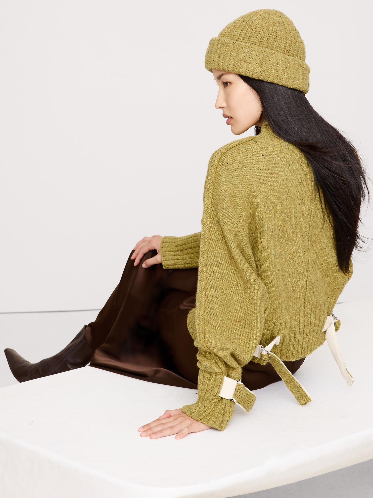 Chandail à ourlet cintré en mélange de laine italienne - Zeste De Yuzu