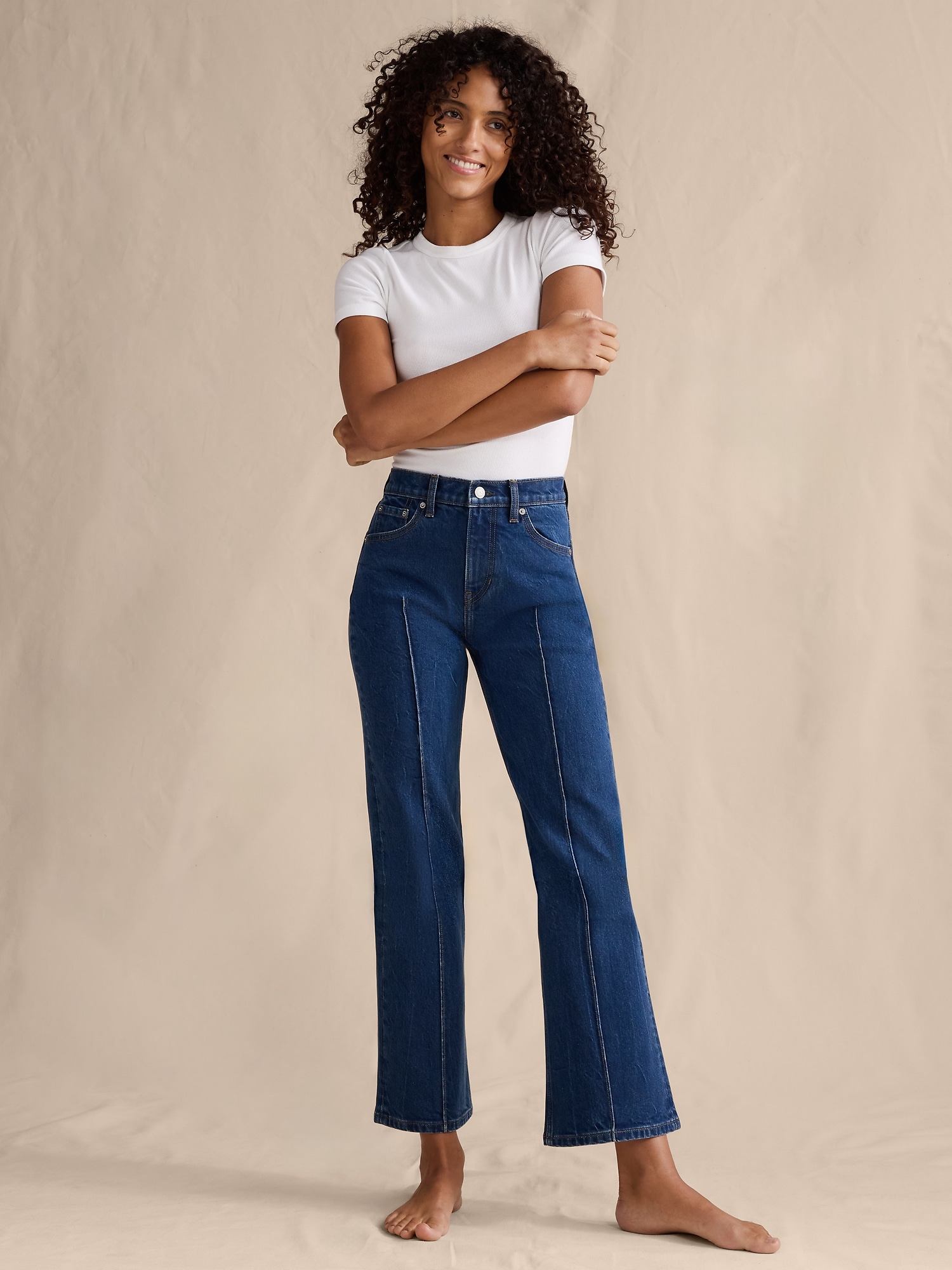 Image number 1 showing, HIGH-RISE BOOTCUT CROP JEAN