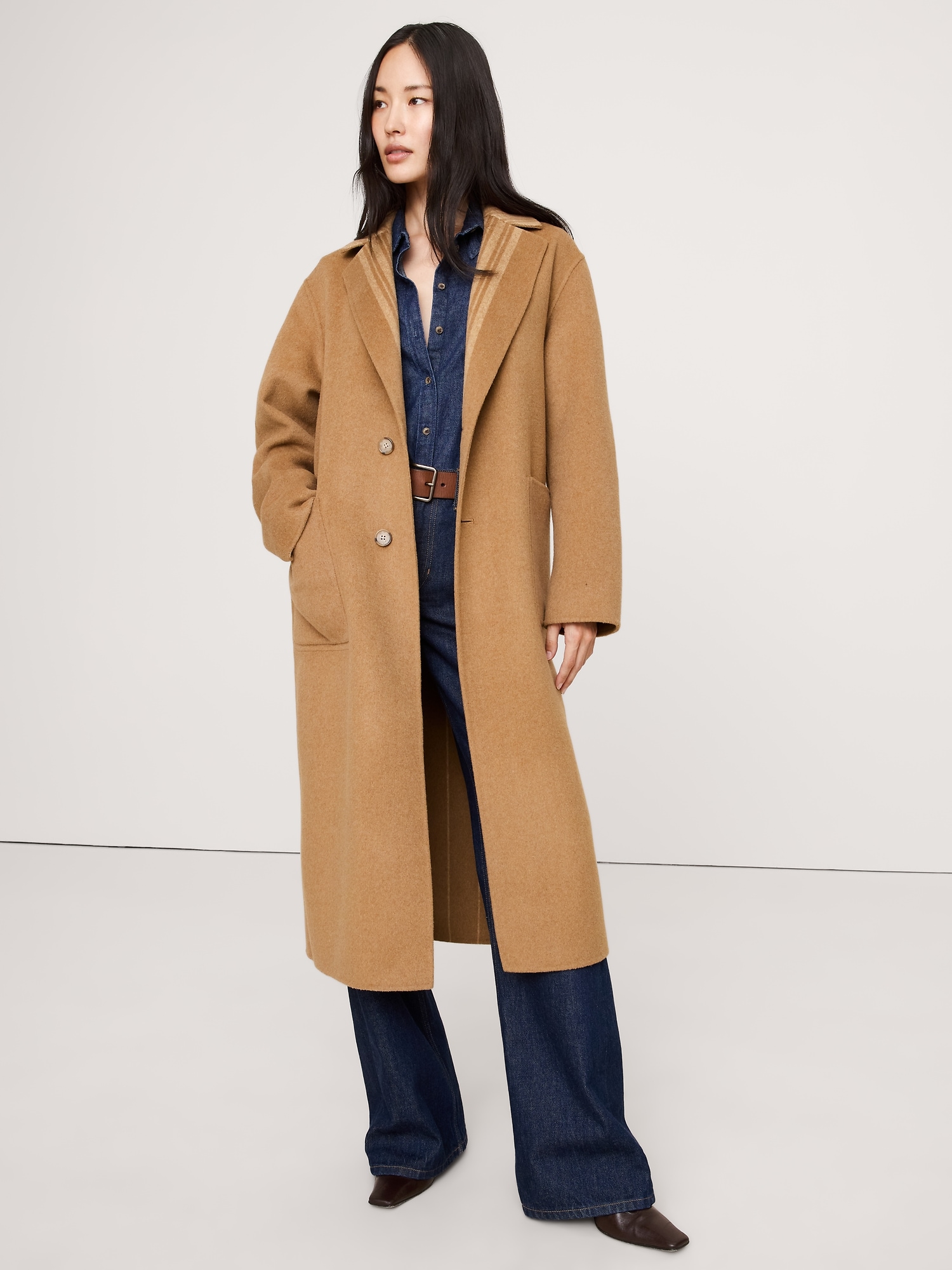 Reversible Double-Faced Top Coat - Neutral Stripe