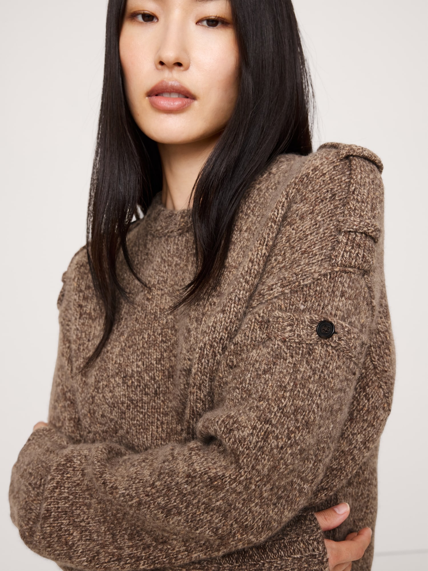 Image number 1 showing, MARLED CASHMERE-MERINO BLEND SWEATER