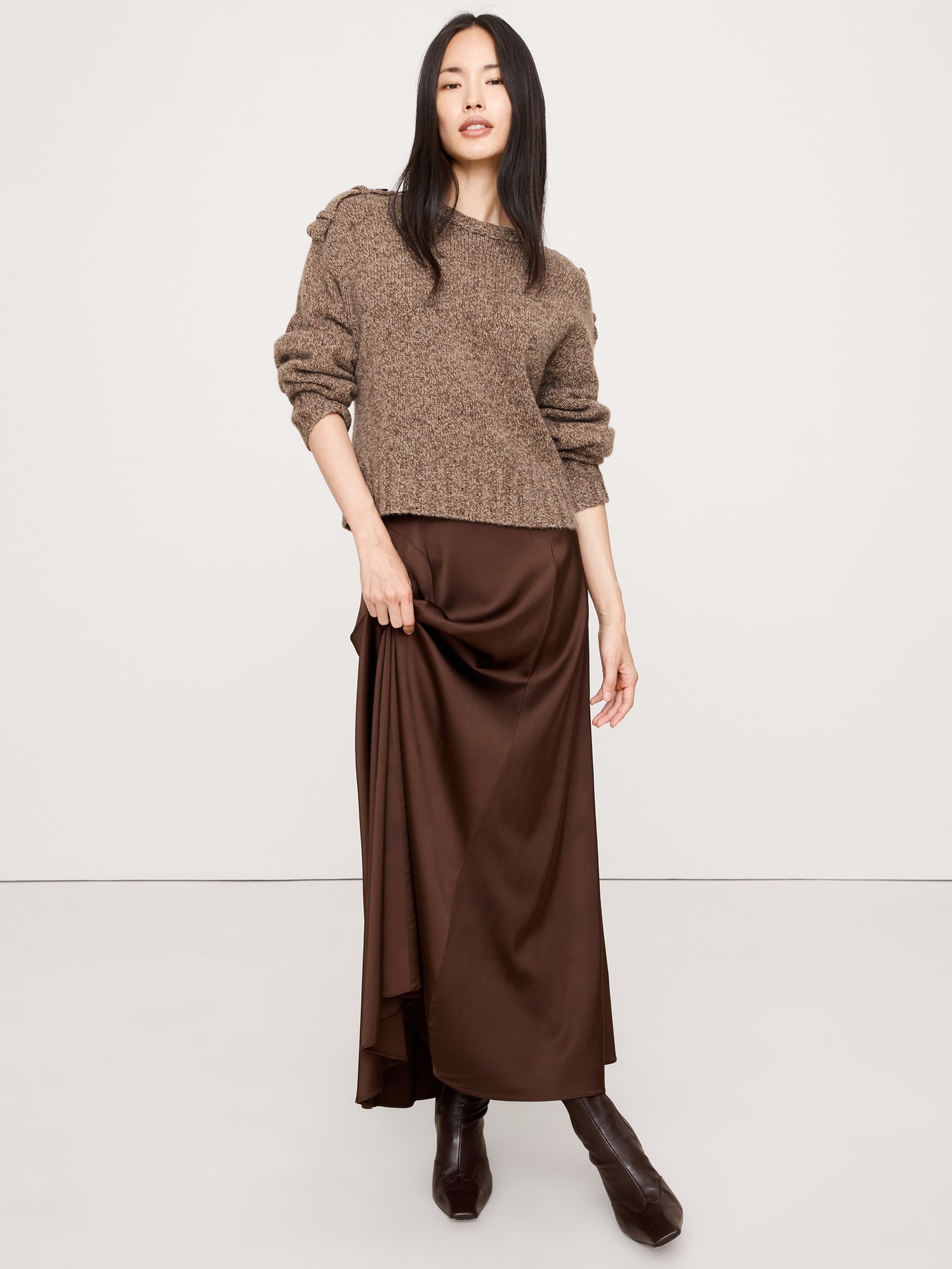 Image number 3 showing, MARLED CASHMERE-MERINO BLEND SWEATER