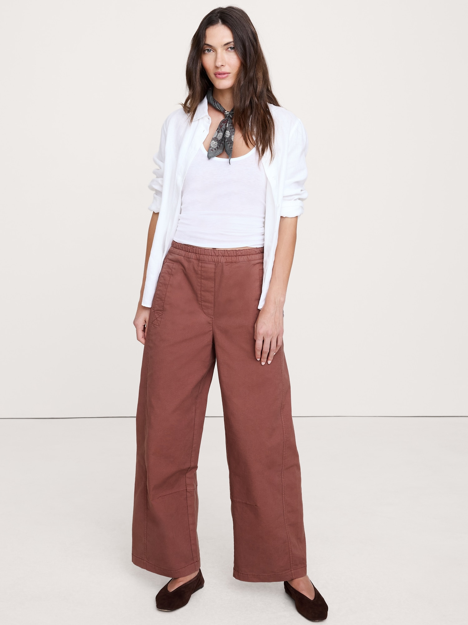 Mid-Rise Relaxed Painter Pull-On Pant - Spiced Cabernet