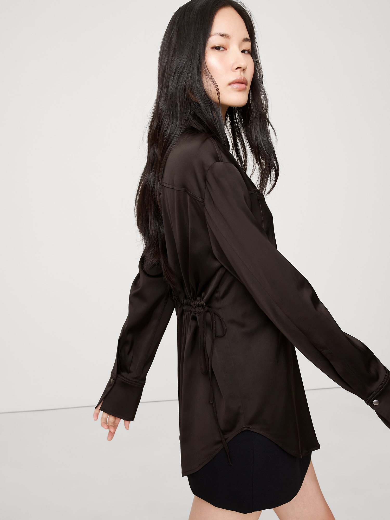 Image number 3 showing, Stretch-Satin Cinch-Back Shirt