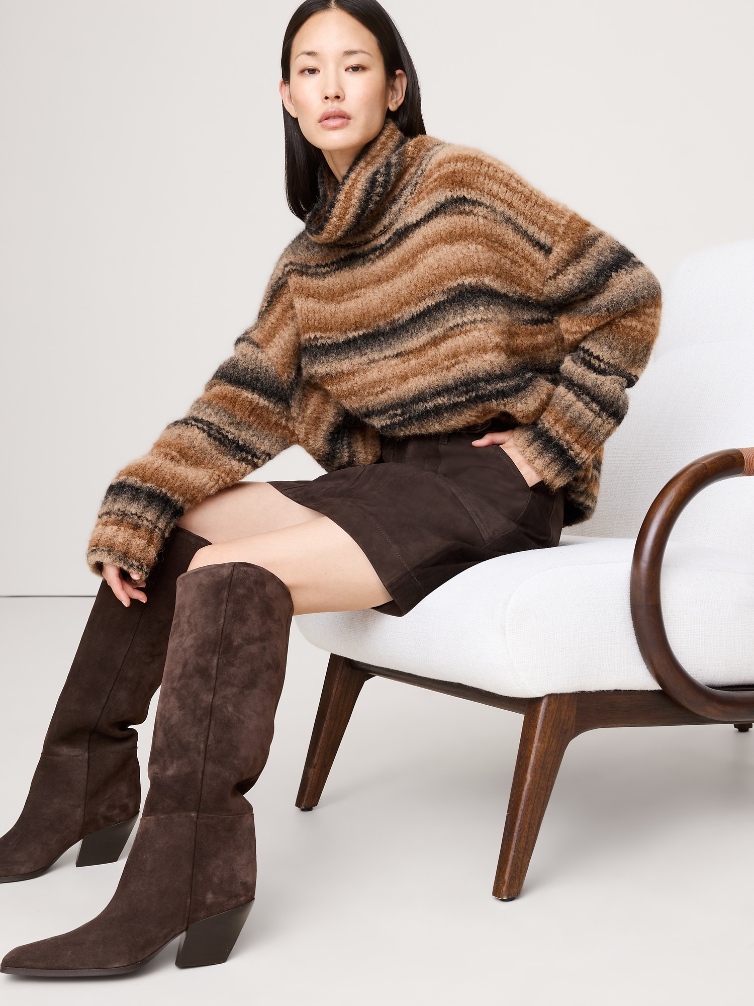 Image number 1 showing, Italian Alpaca-Blend Funnel-Neck Sweater