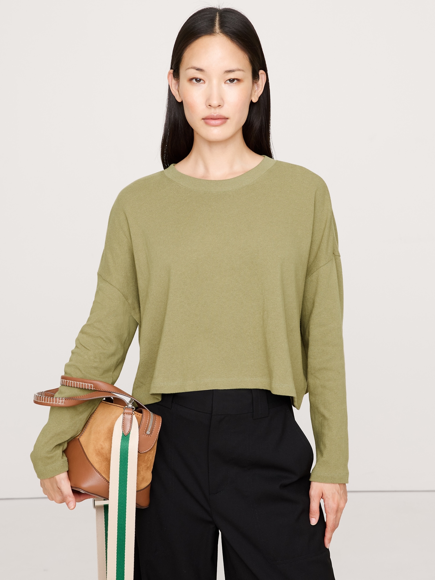 Oversized Jersey Cotton Cropped T-Shirt - Dried Oregano Taupe