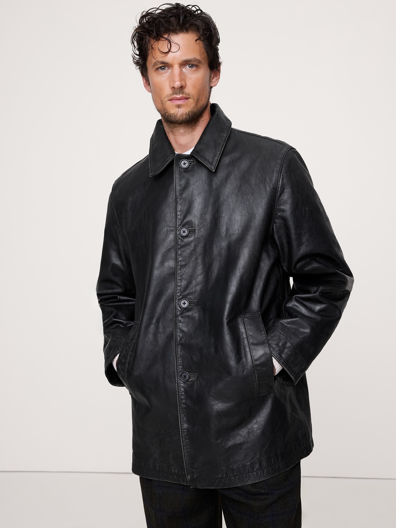 Oversized Leather Carcoat