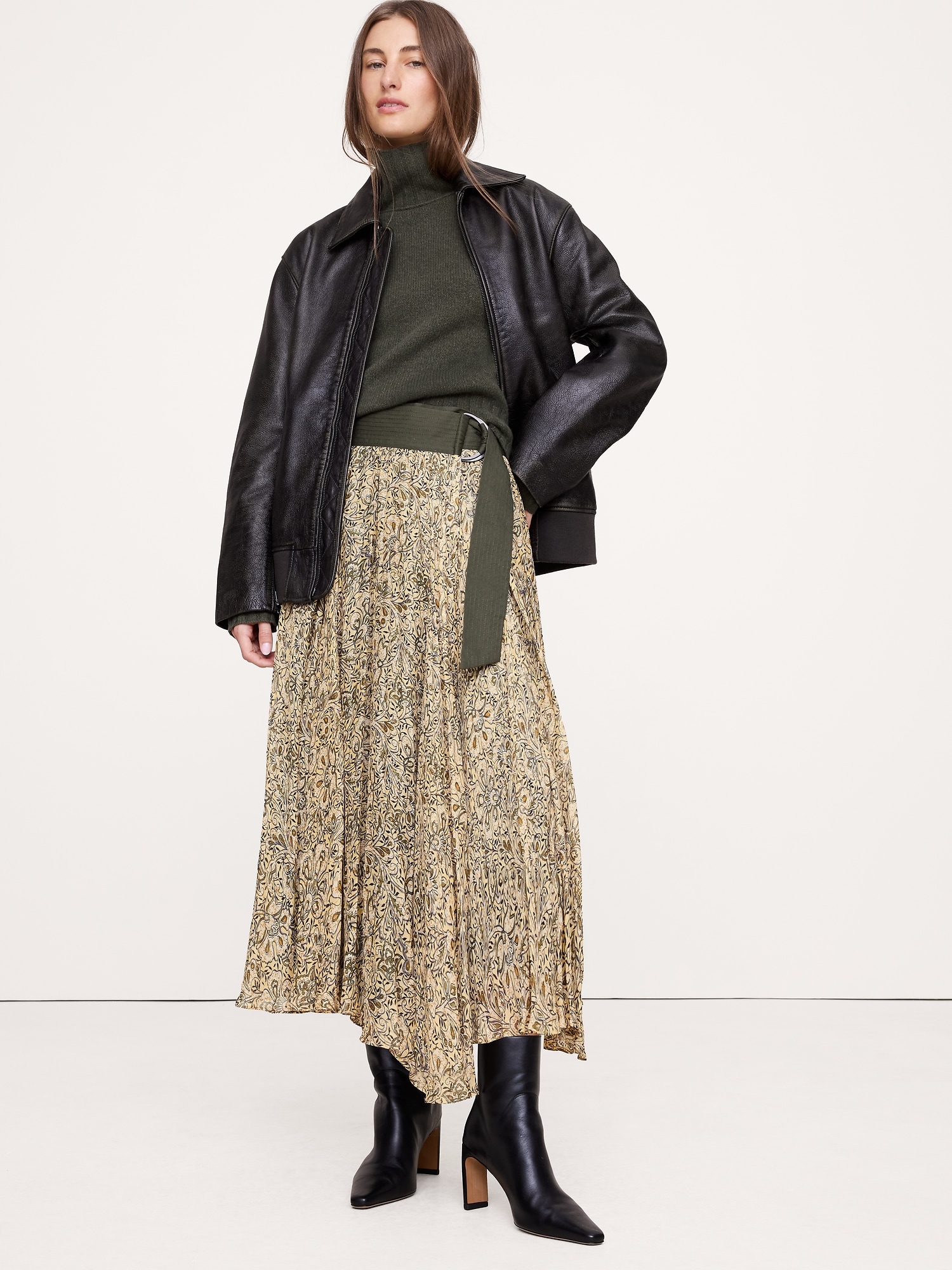 Pleated Midi Skirt