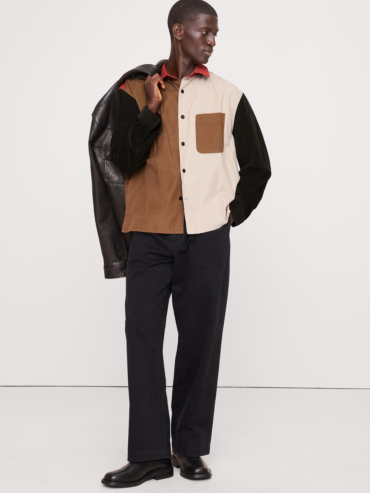 Image number 1 showing, Oversized Colorblock Corduroy Shirt