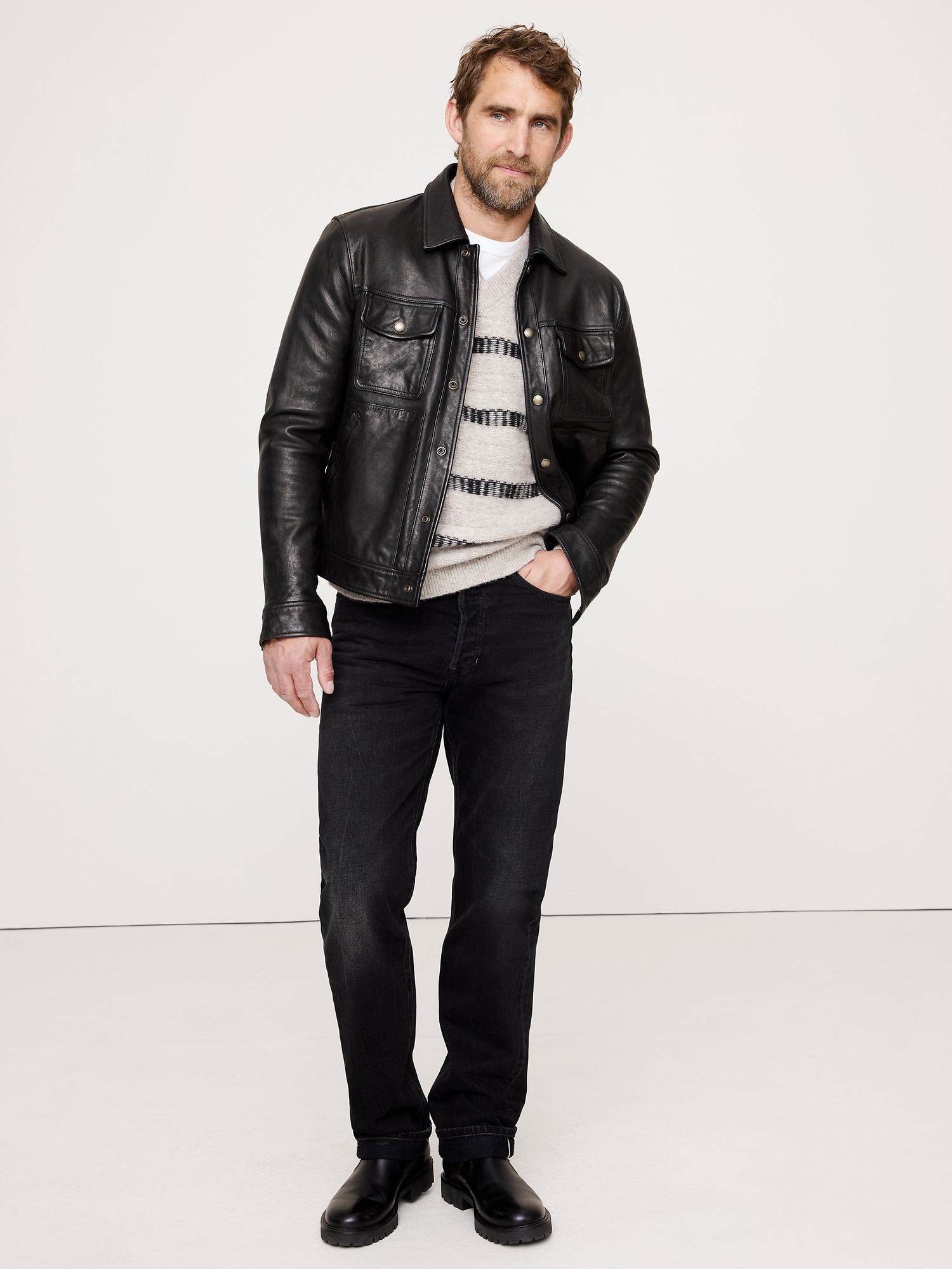 Image number 3 showing, Jacquard Stripe V-Neck Sweater