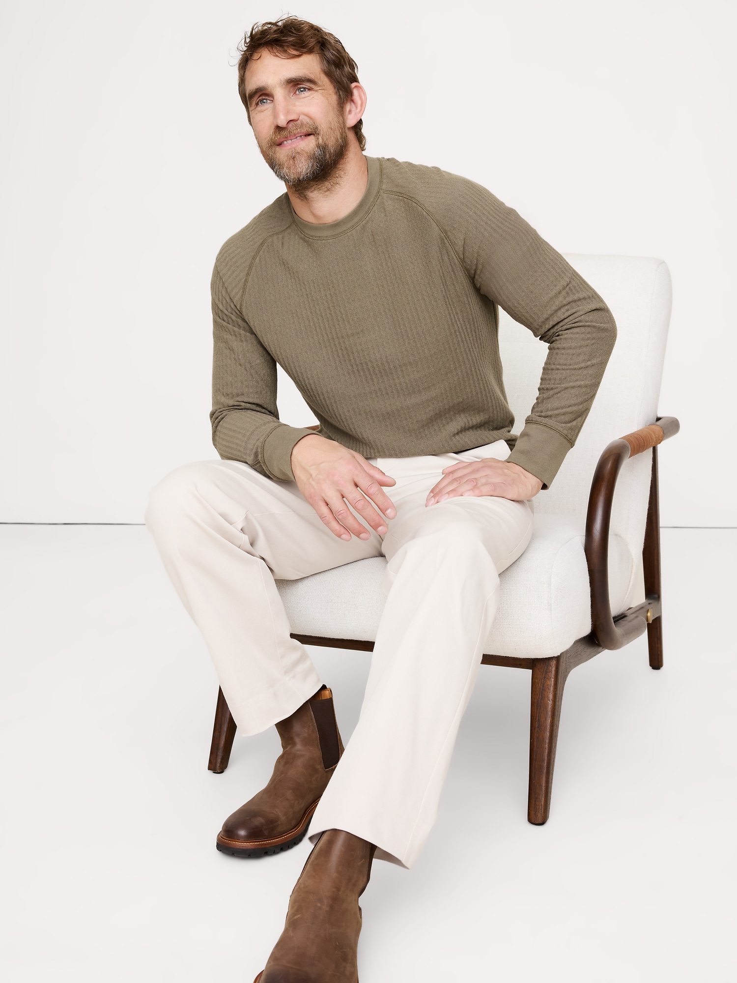 SLUB DOUBLE-KNIT ZIG-ZAG T-SHIRT