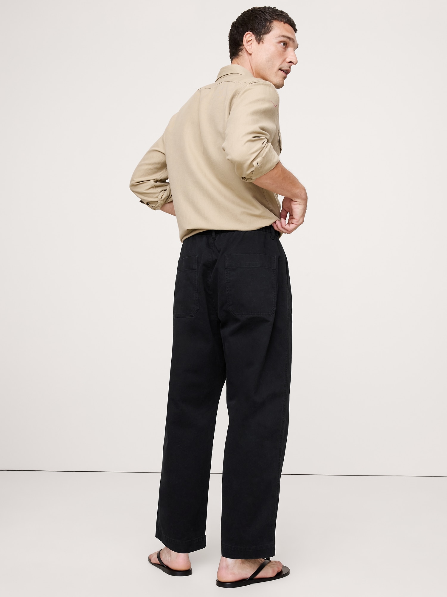 Image number 3 showing, Loose Lightweight Cotton Pull-On Pant