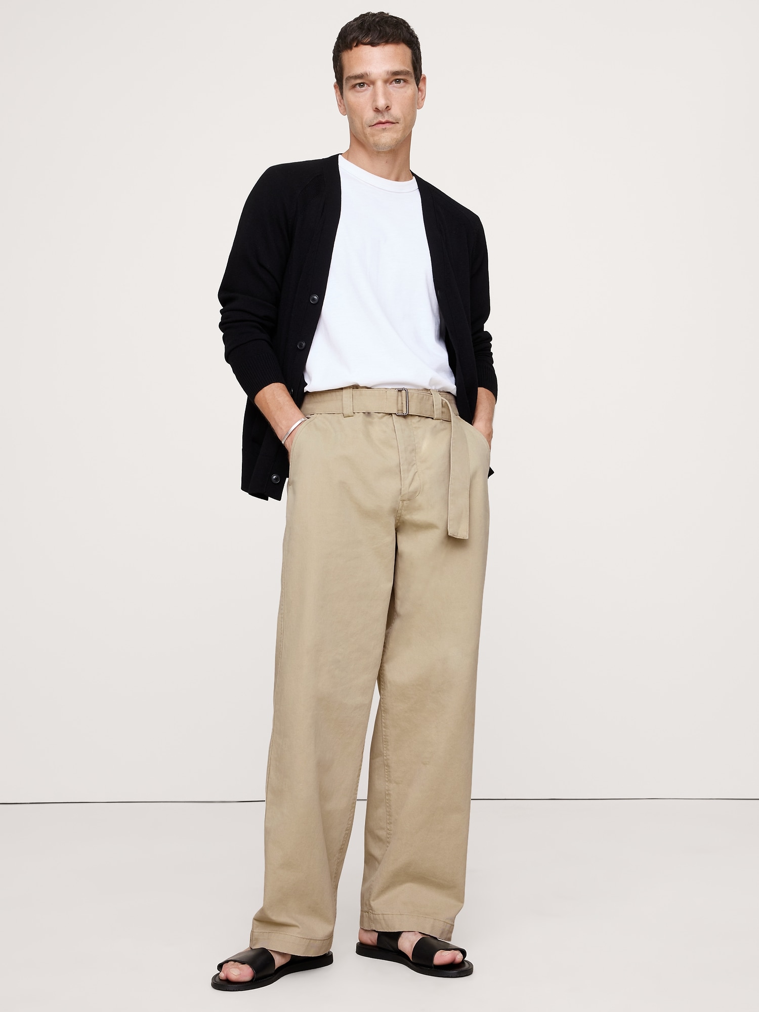 Loose Chino with Belt - Workwear Khaki Beige