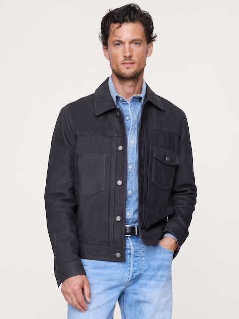 VESTE DE CAMIONNEUR EN CUIR NUBUCK