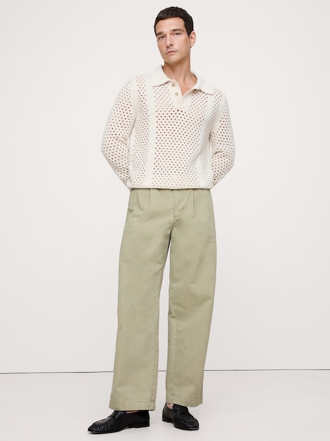 CHINO AMPLE À PLIS
