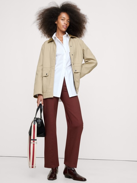 PANTALON DROIT TOUT-ALLER EN TRICOT POINT DE ROME LONGUEUR CHEVILLE