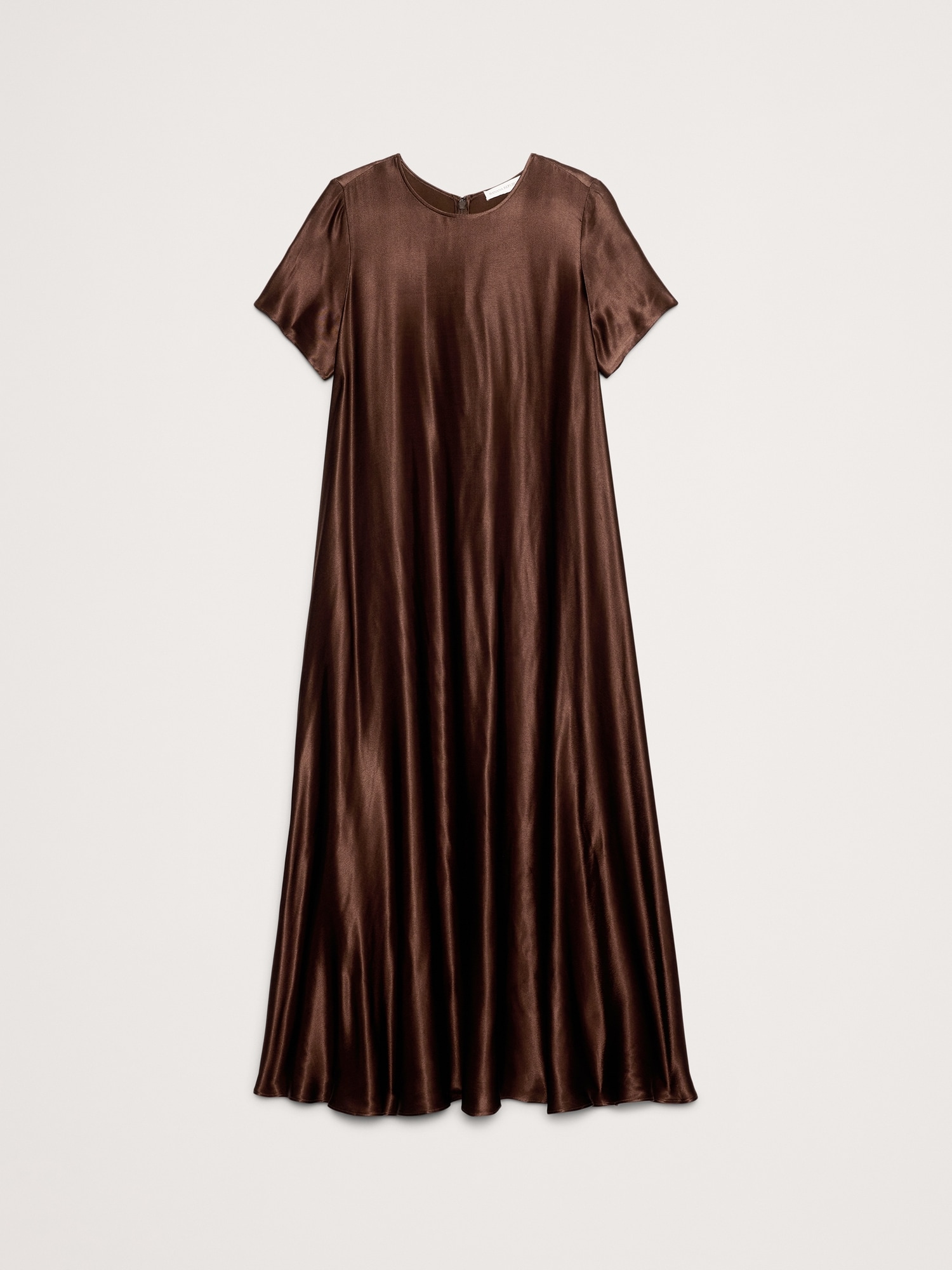 Image number 4 showing, Italian Satin Trapeze Long Midi Dress
