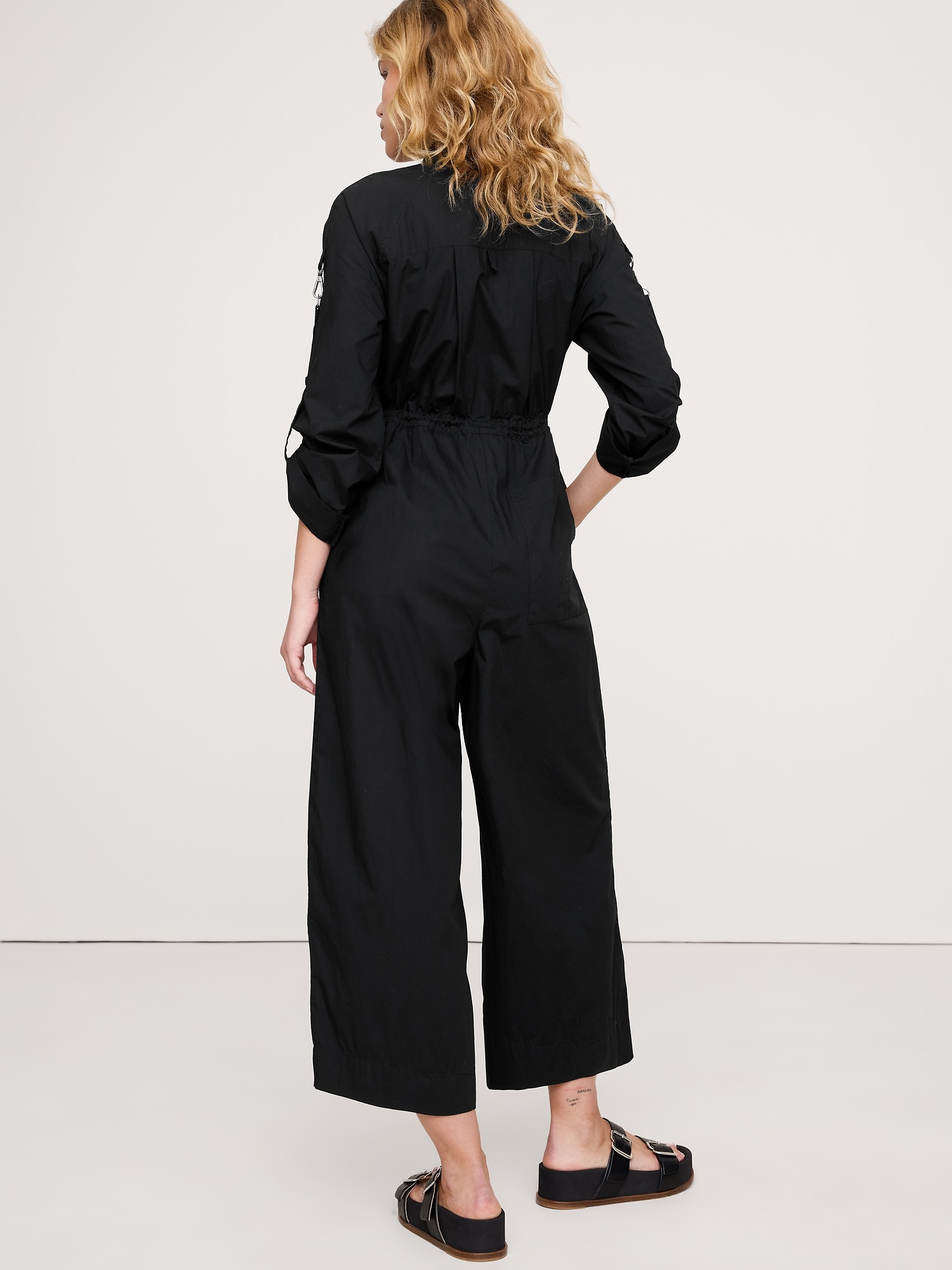 Image number 3 showing, Cotton Poplin Zip Utility Cropped Jumpsuit