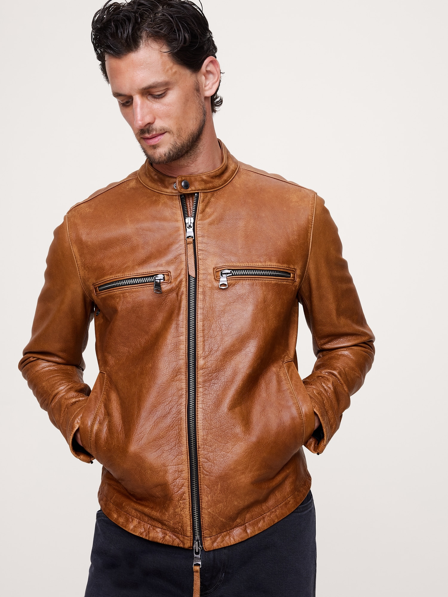 Image number 7 showing, Leather Biker Jacket