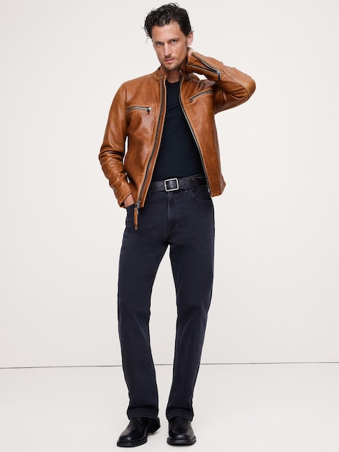 VESTE DE STYLE MOTARD EN CUIR