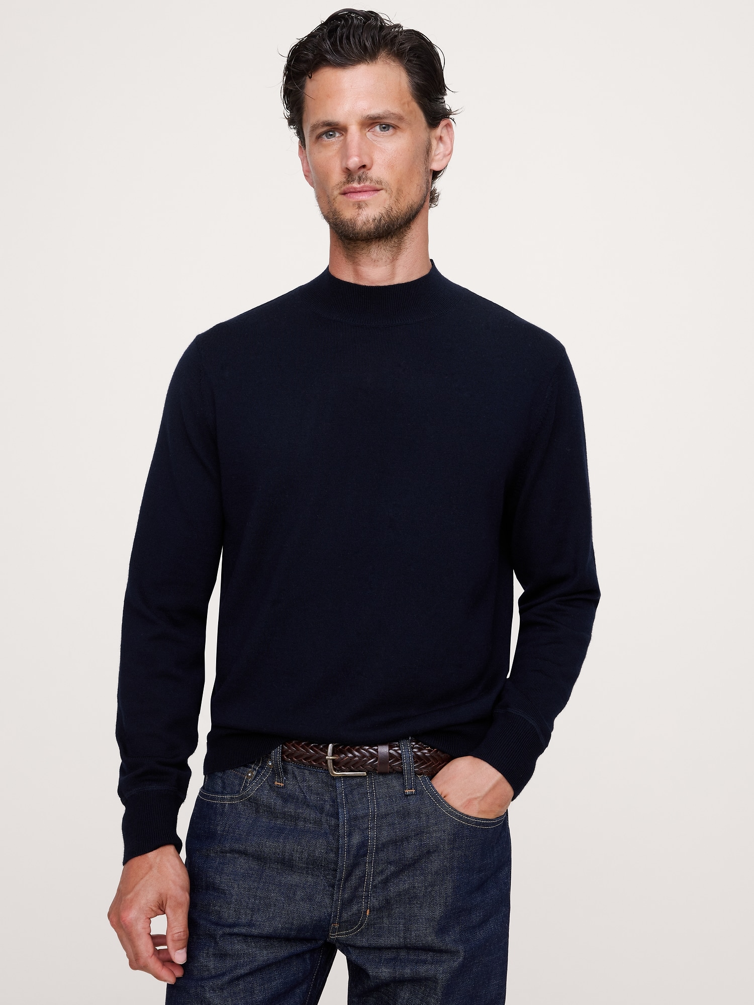 Image number 1 showing, Merino Mock-Neck Sweater