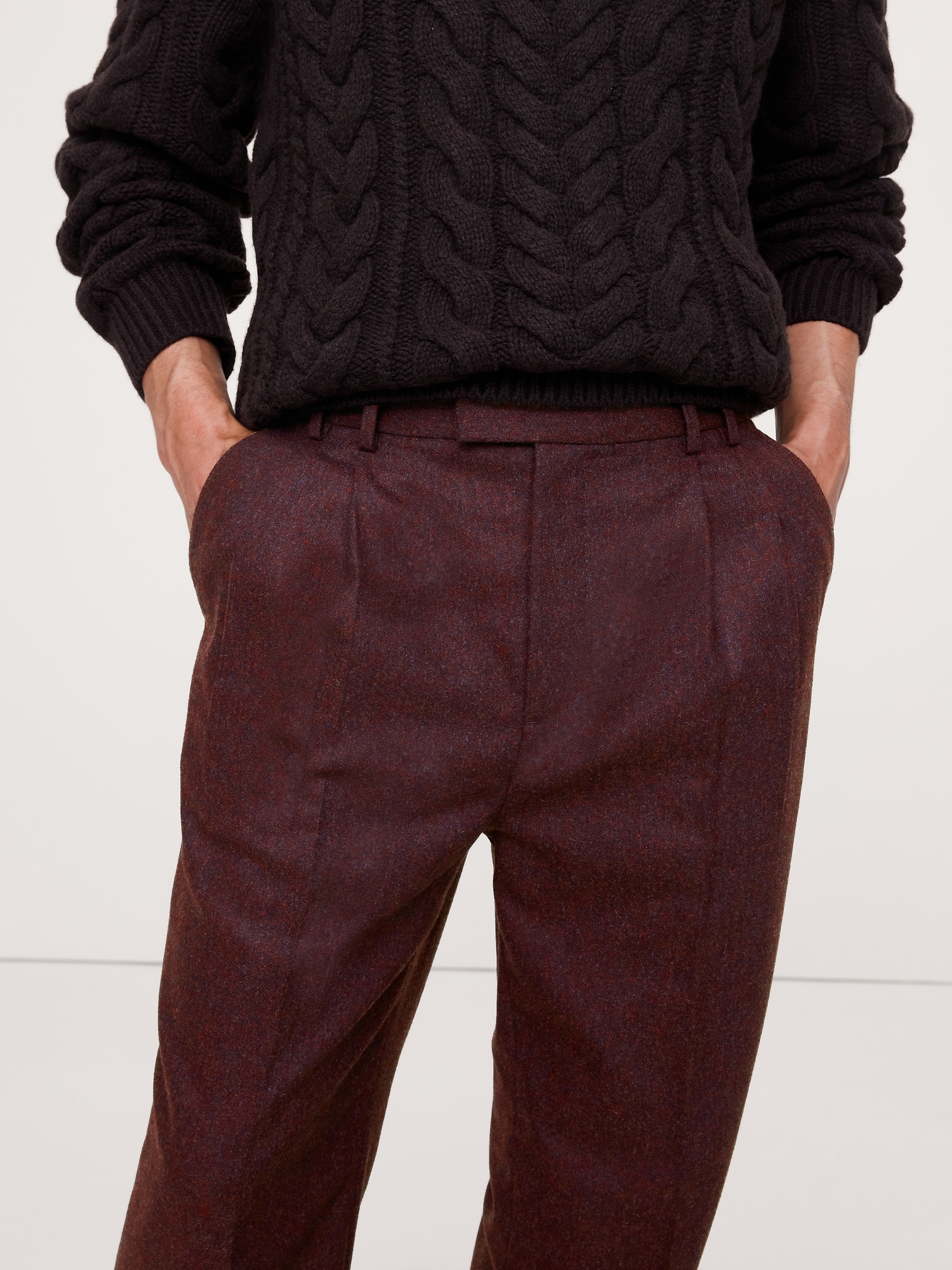 Image number 6 showing, Straight Flannel Pleated Dress Pant