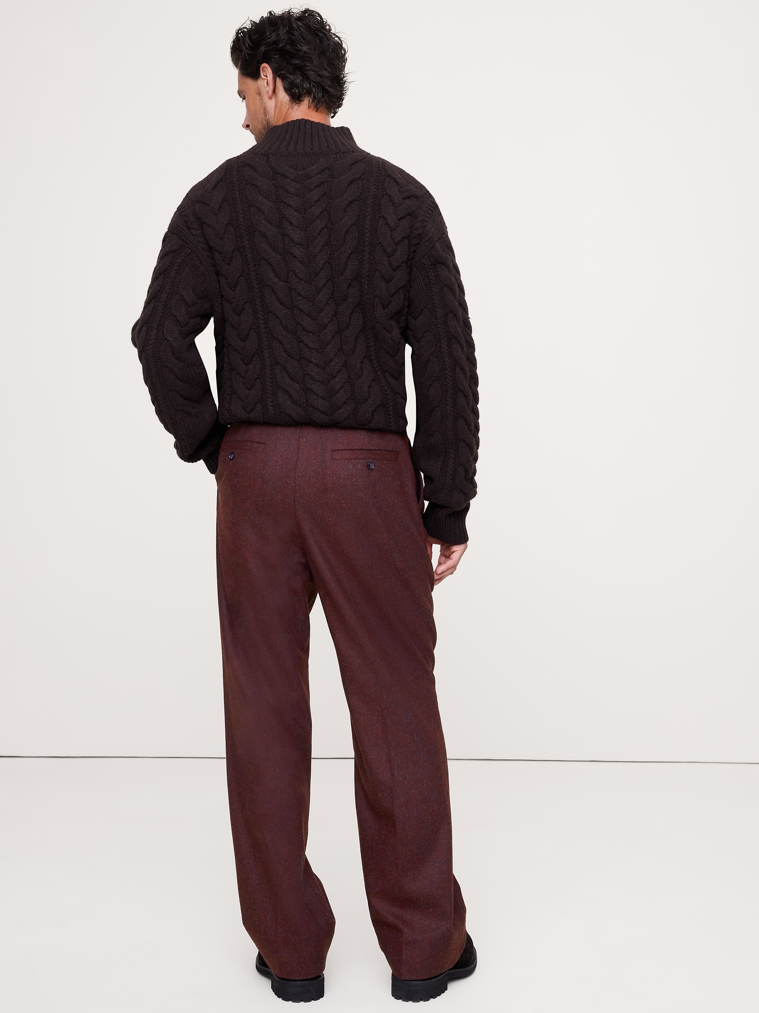 Image number 5 showing, Straight Flannel Pleated Dress Pant