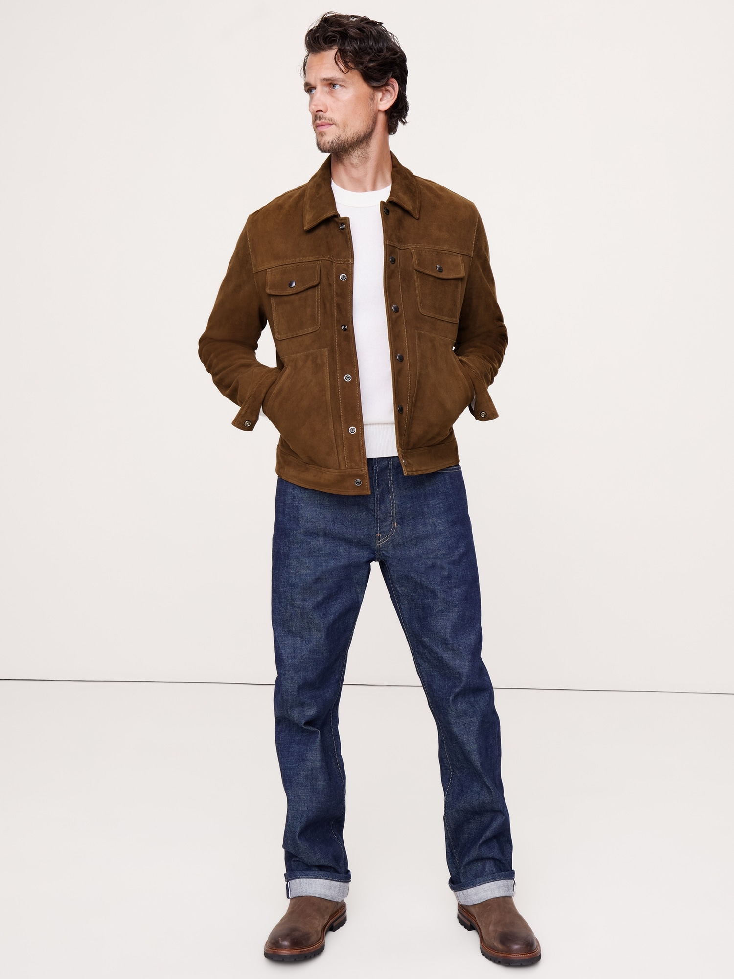 Veste de camionneur en suède