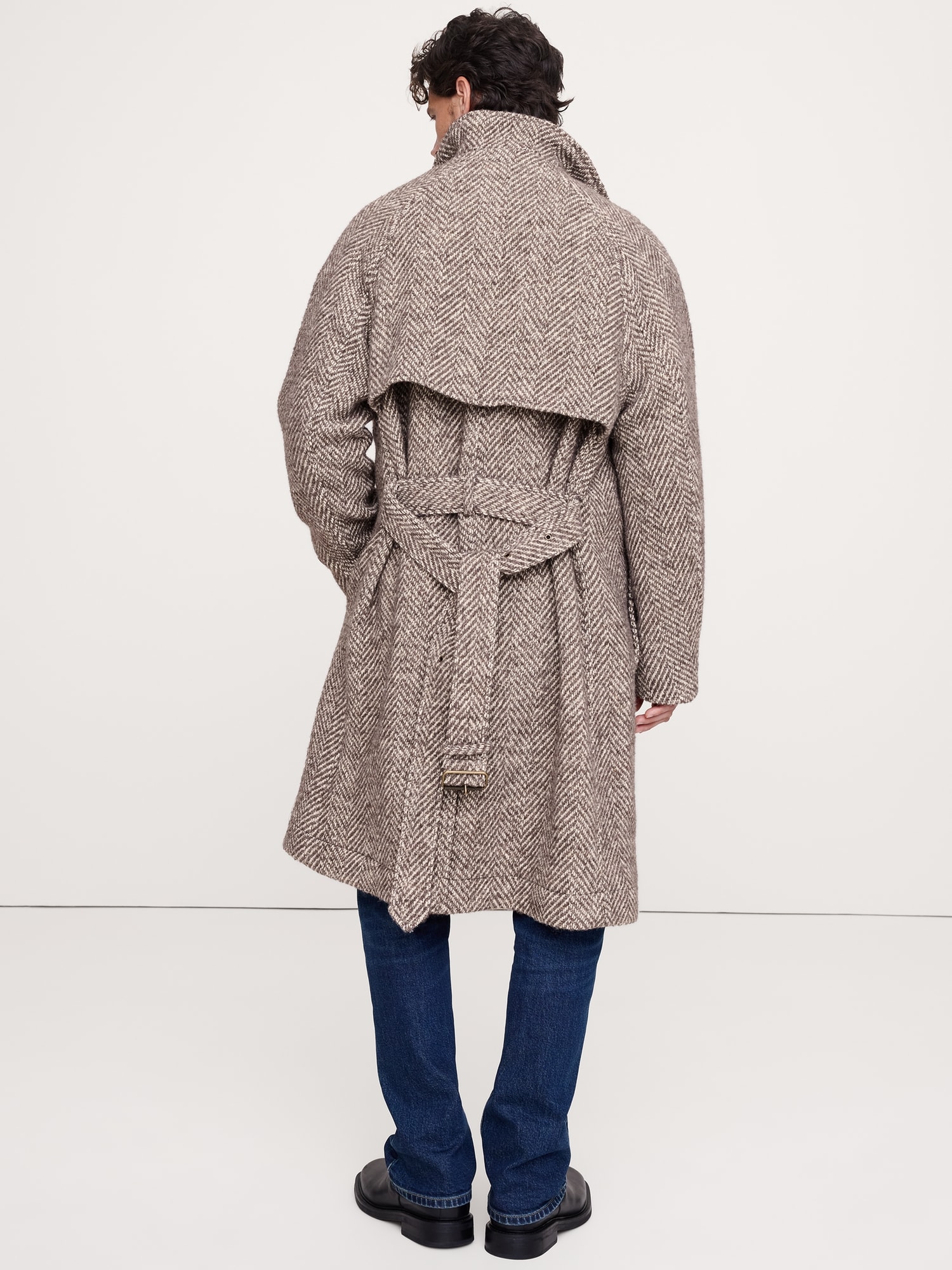 Image number 2 showing, Italian Herringbone Balmacaan Coat