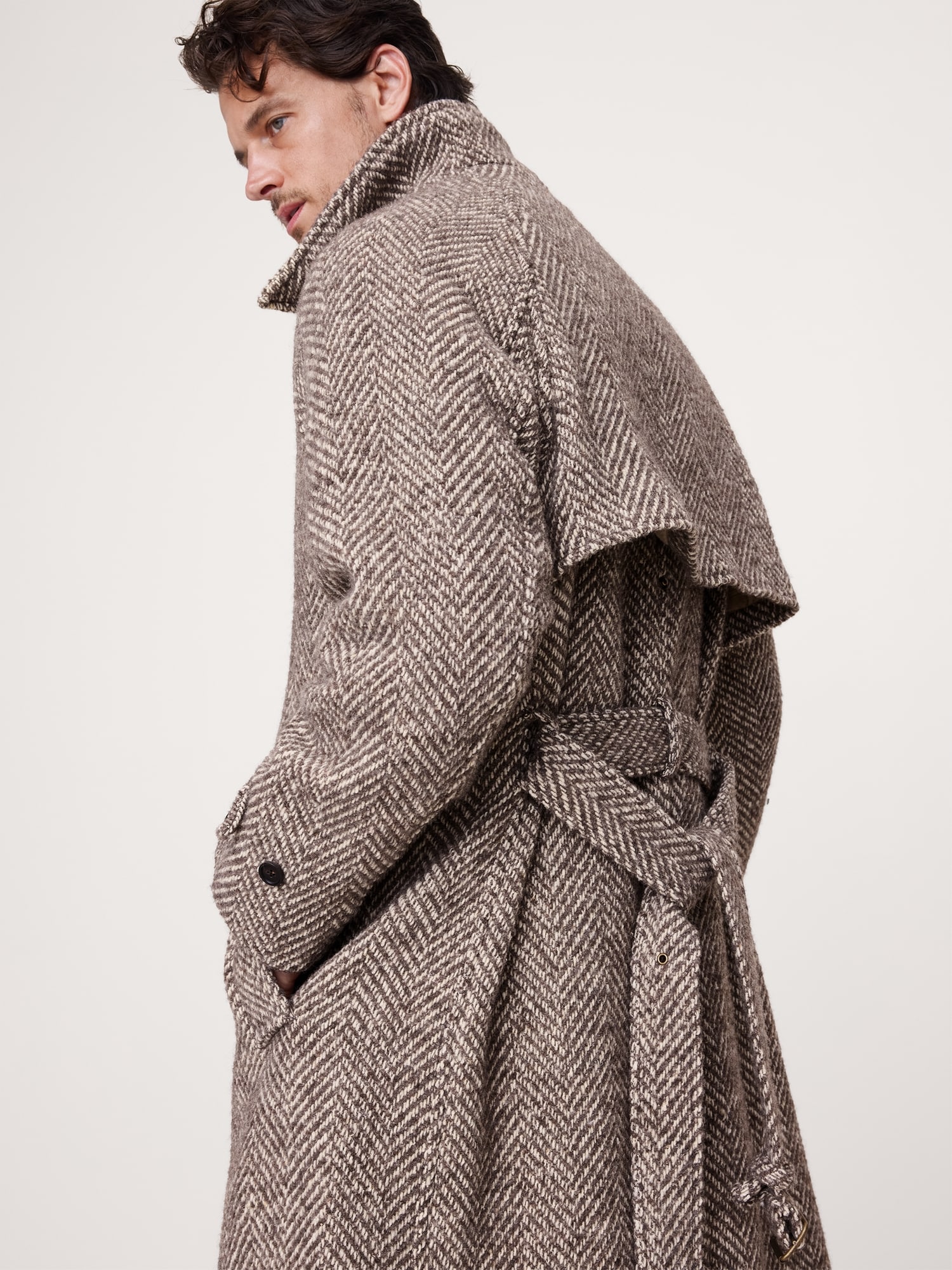 Image number 3 showing, Italian Herringbone Balmacaan Coat