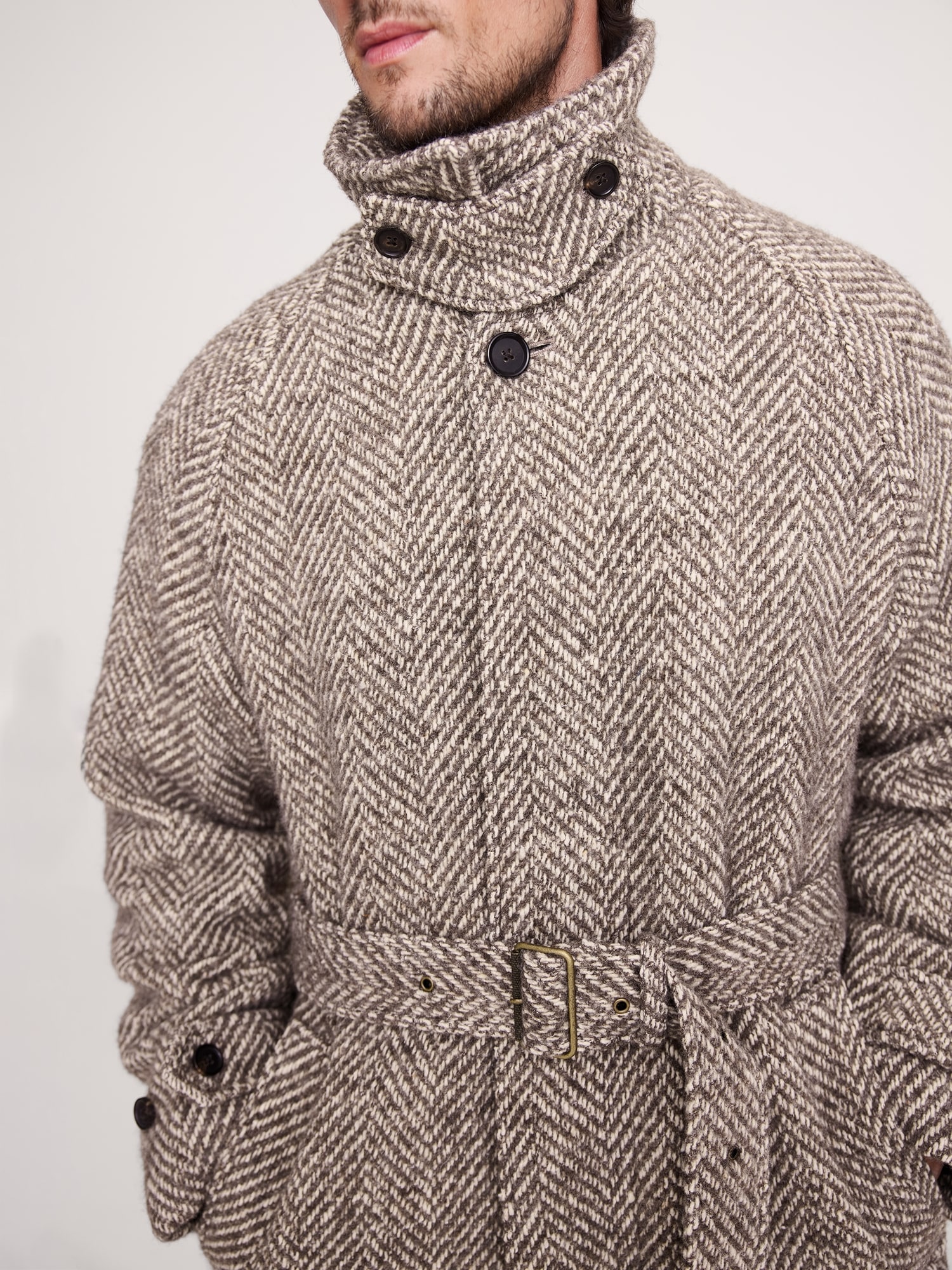 Image number 7 showing, Italian Herringbone Balmacaan Coat