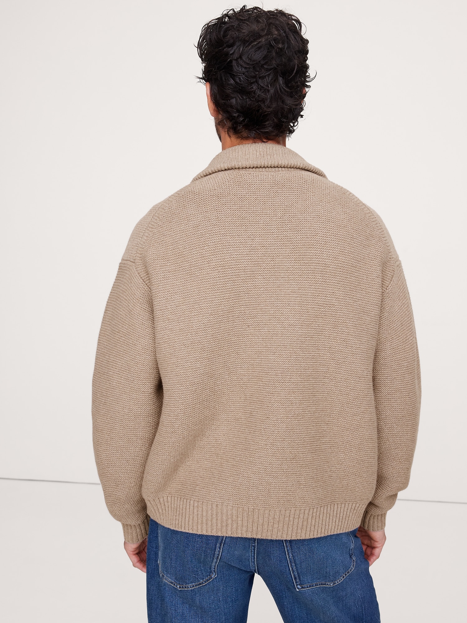 Image number 2 showing, Italian Merino-Blend Ribbed Sweater Jacket