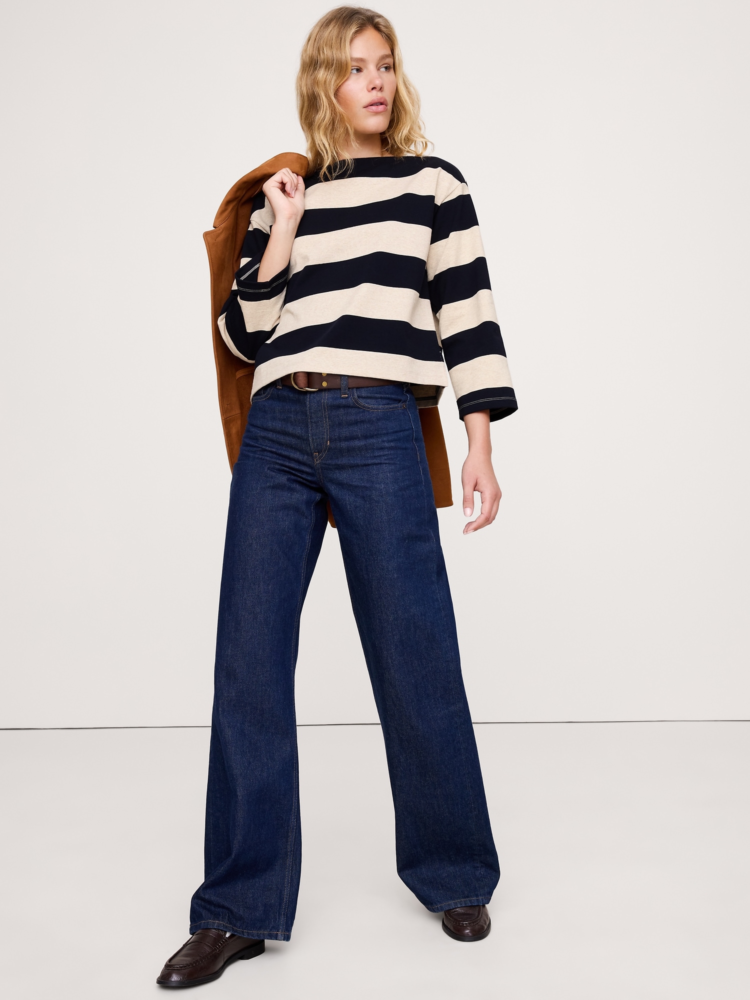 Image number 1 showing, Relaxed Heavyweight Cotton Boat-Neck T-Shirt